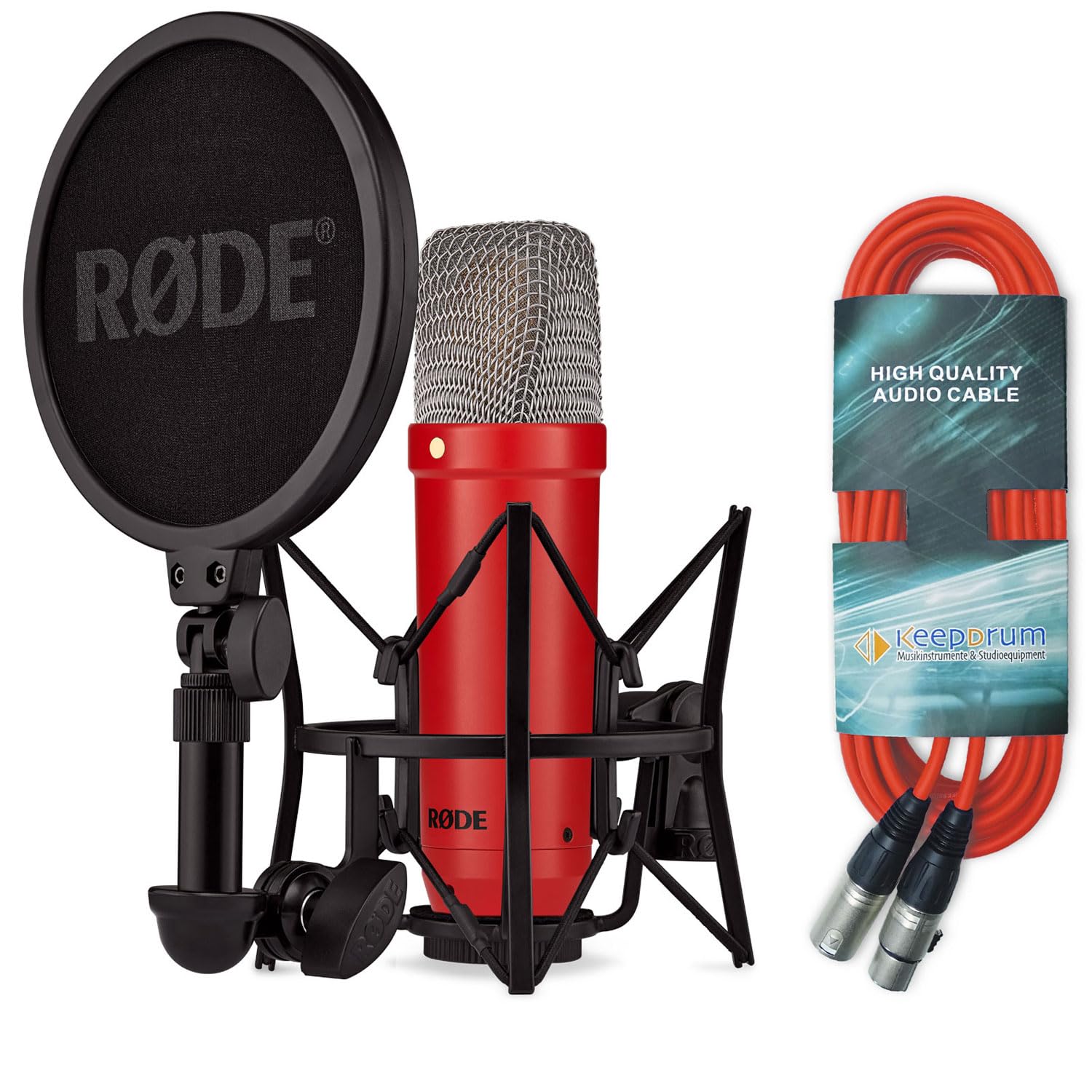 Rode NT1 Signature Red Studio-Mikrofon Rot + keepdrum XLR-Kabel Rot