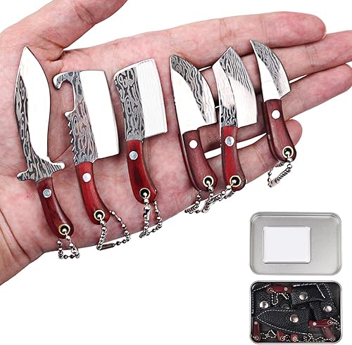 Juego de 6 cuchillos de chef de Damasco con funda para cortador de caja de paquete