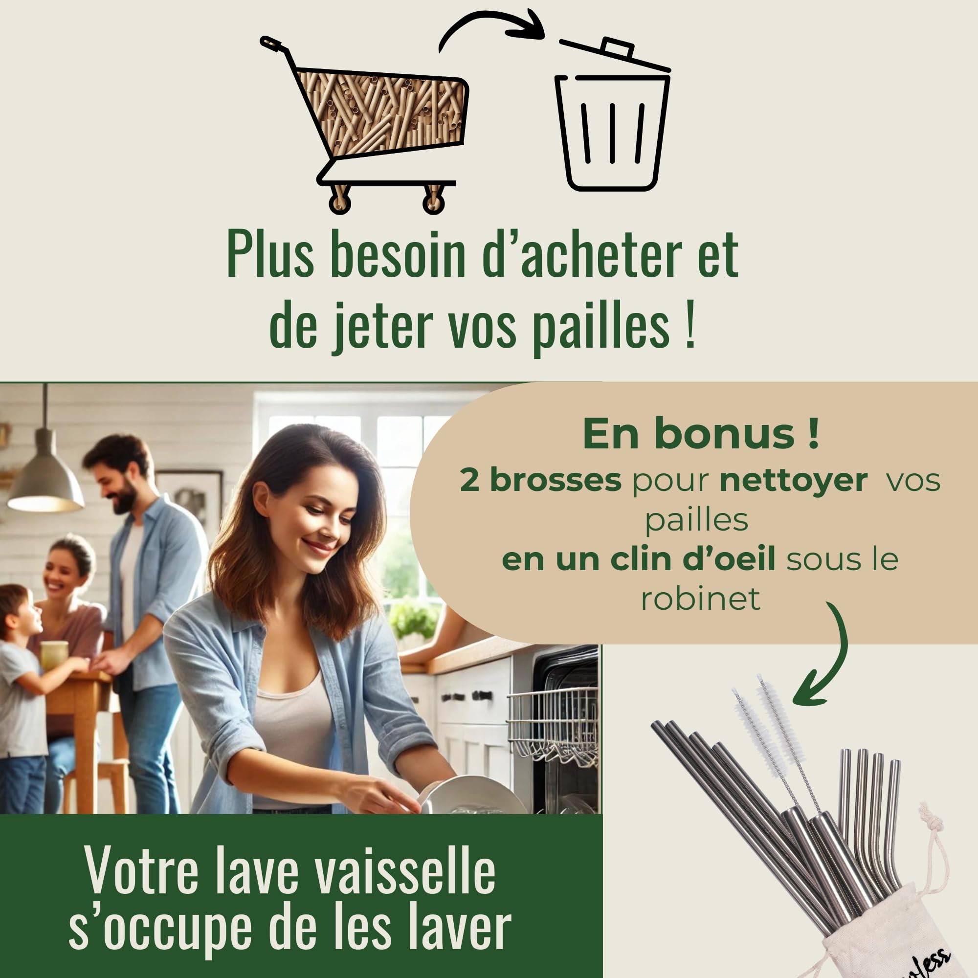 Pailles En Verre Réutilisables Lot De 8 - Droites Et Incurvées Avec Brosses De Nettoyage - Pour Cocktails Et Smoothies Cannuccia Riutilizzabile