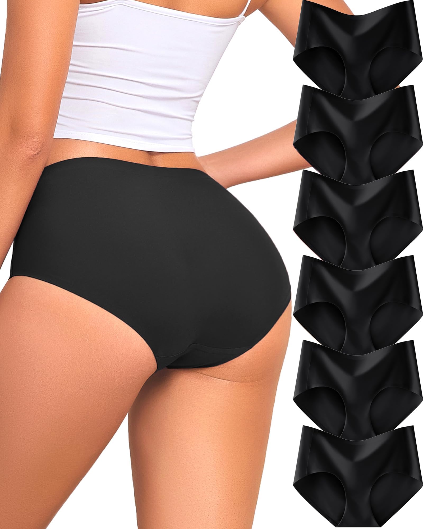 ALL OF ME 6er Pack Seamless Slips Damen Unterhosen Nahtlose Unterwäsche Frauen Brazilian Slip No Show Atmungsaktiv Panties Weich Mehrpack S-XXL