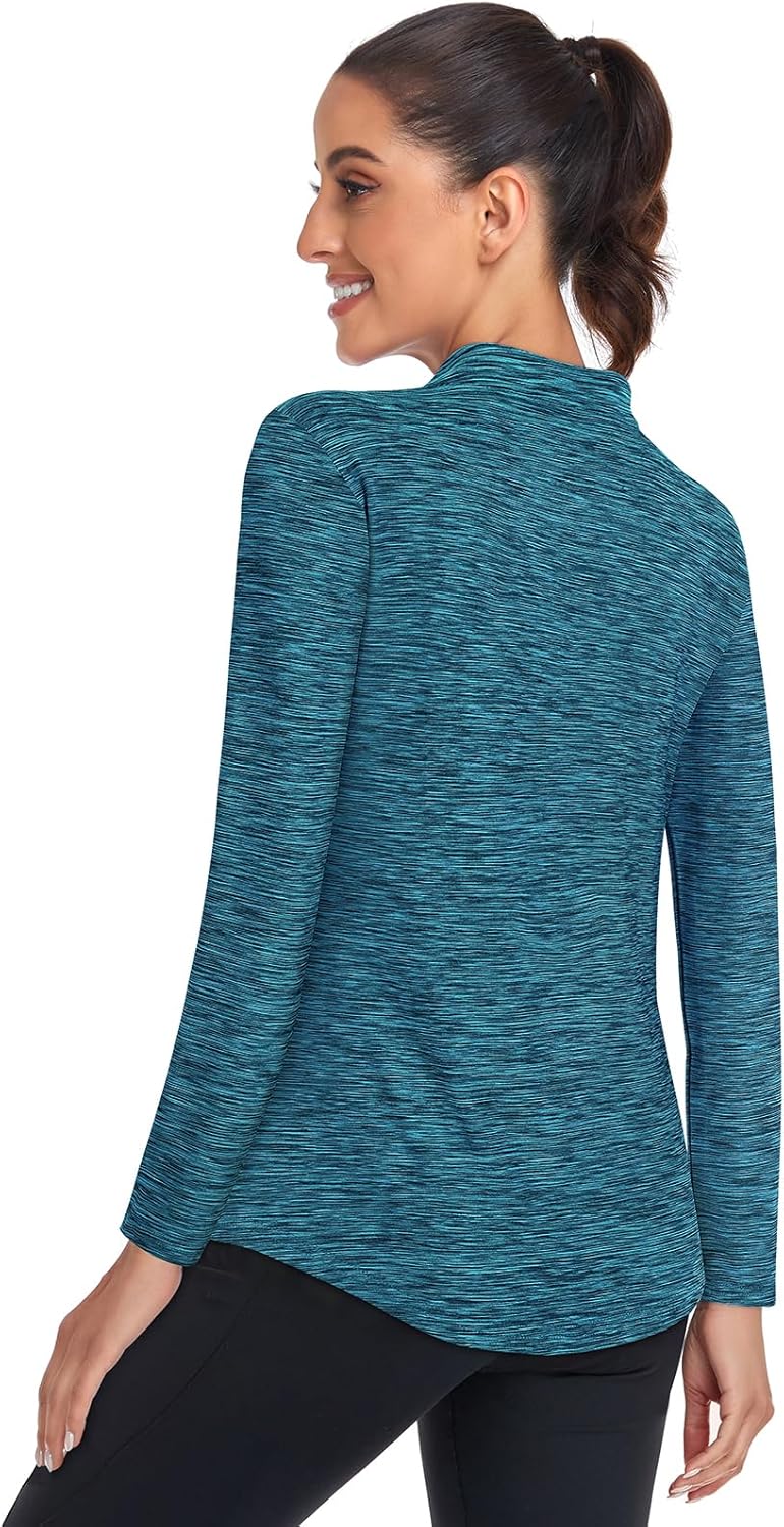 Misyula Womens Golf Shirts 1/4 Zip Sun Protection Quick Dry Tennis Running Athletic Workout Tops