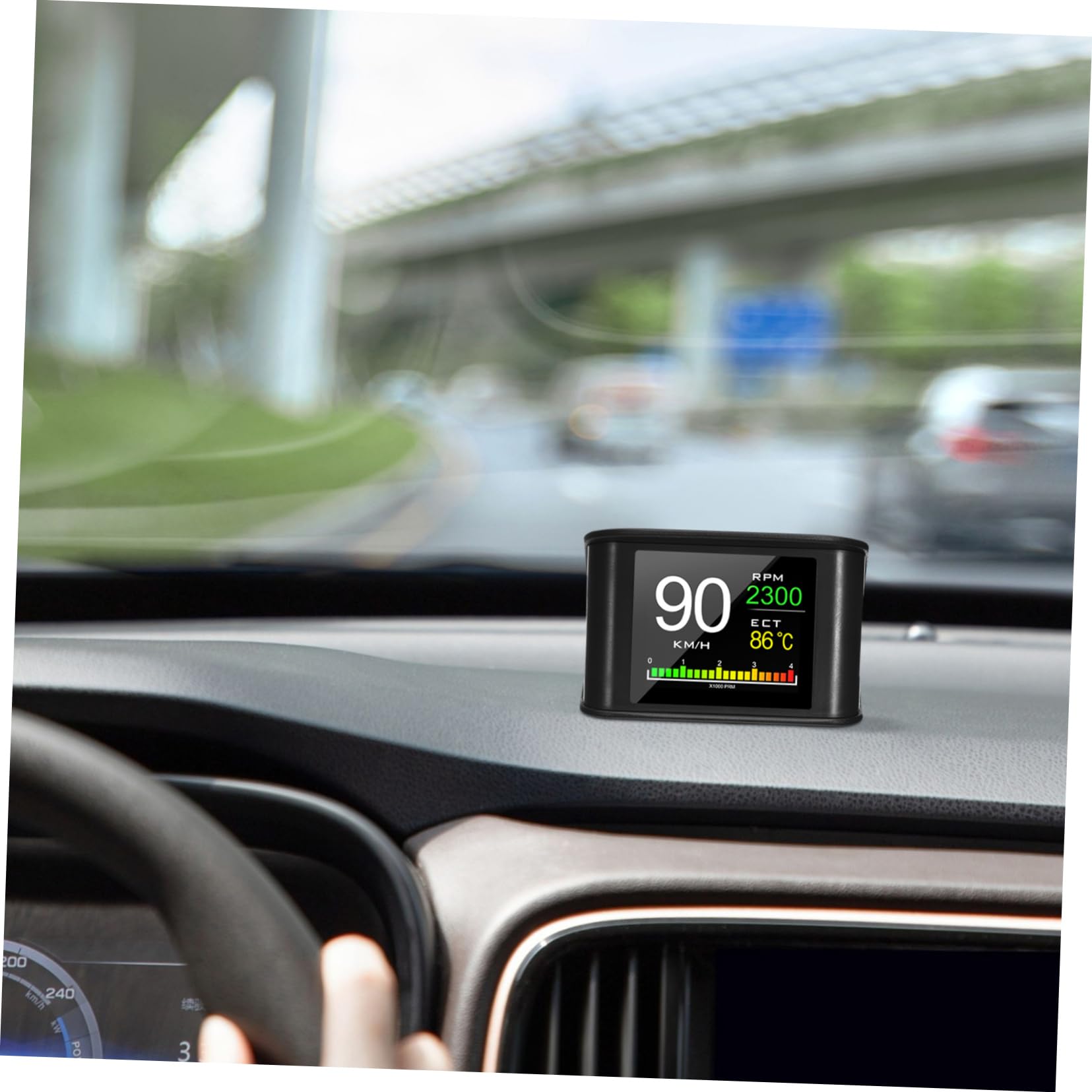 KOMBIUDA Tachimetro Digitale per Auto con Display Hud Portatile in Abs e Pc, Monitor Velocità per Viaggio e Guida a Lunga Distanza, Sicurezza Migliorata e Schermo Lcd Chiaro