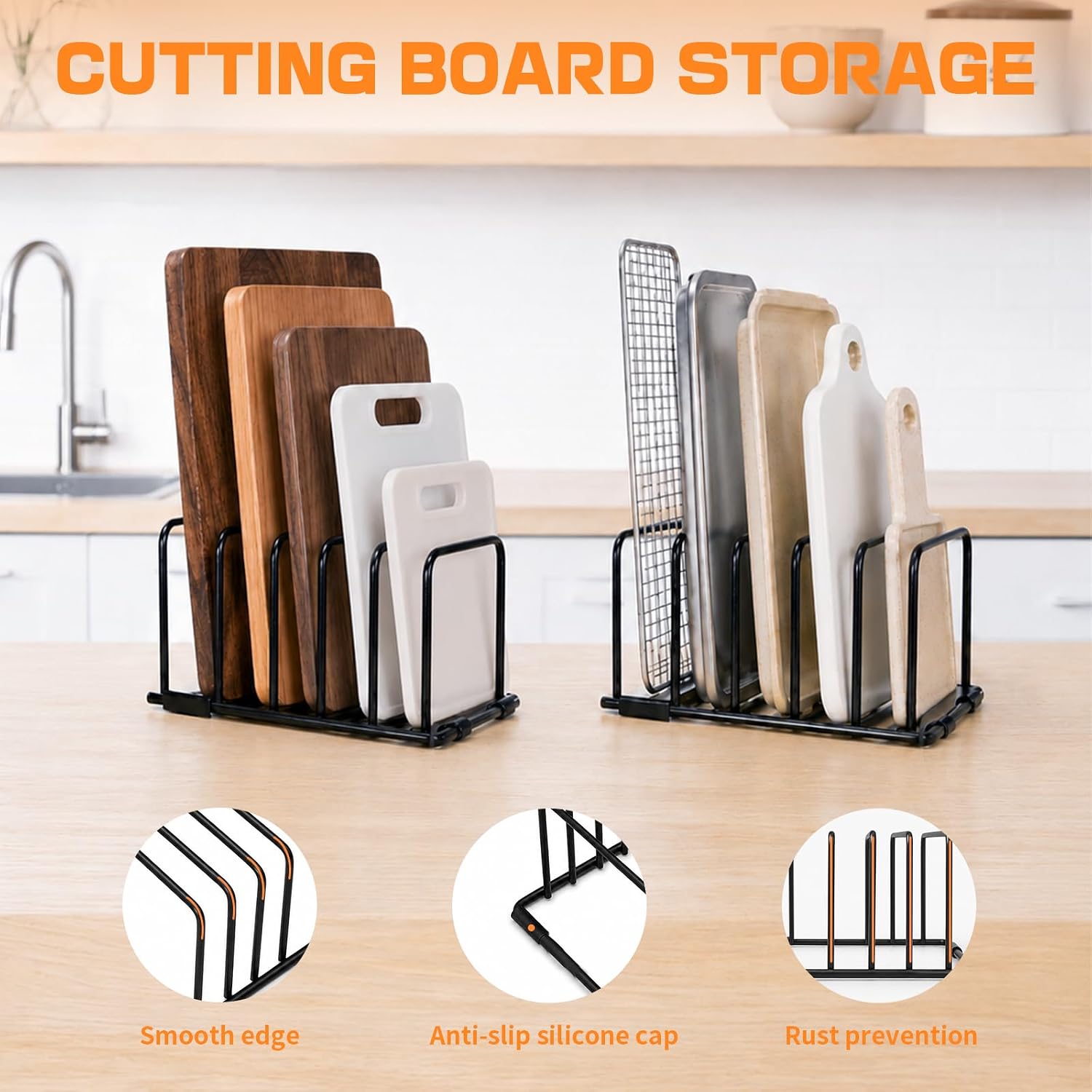 Cutting Board Holder And Baking Sheet Organizer, 2-Pack Black image 4