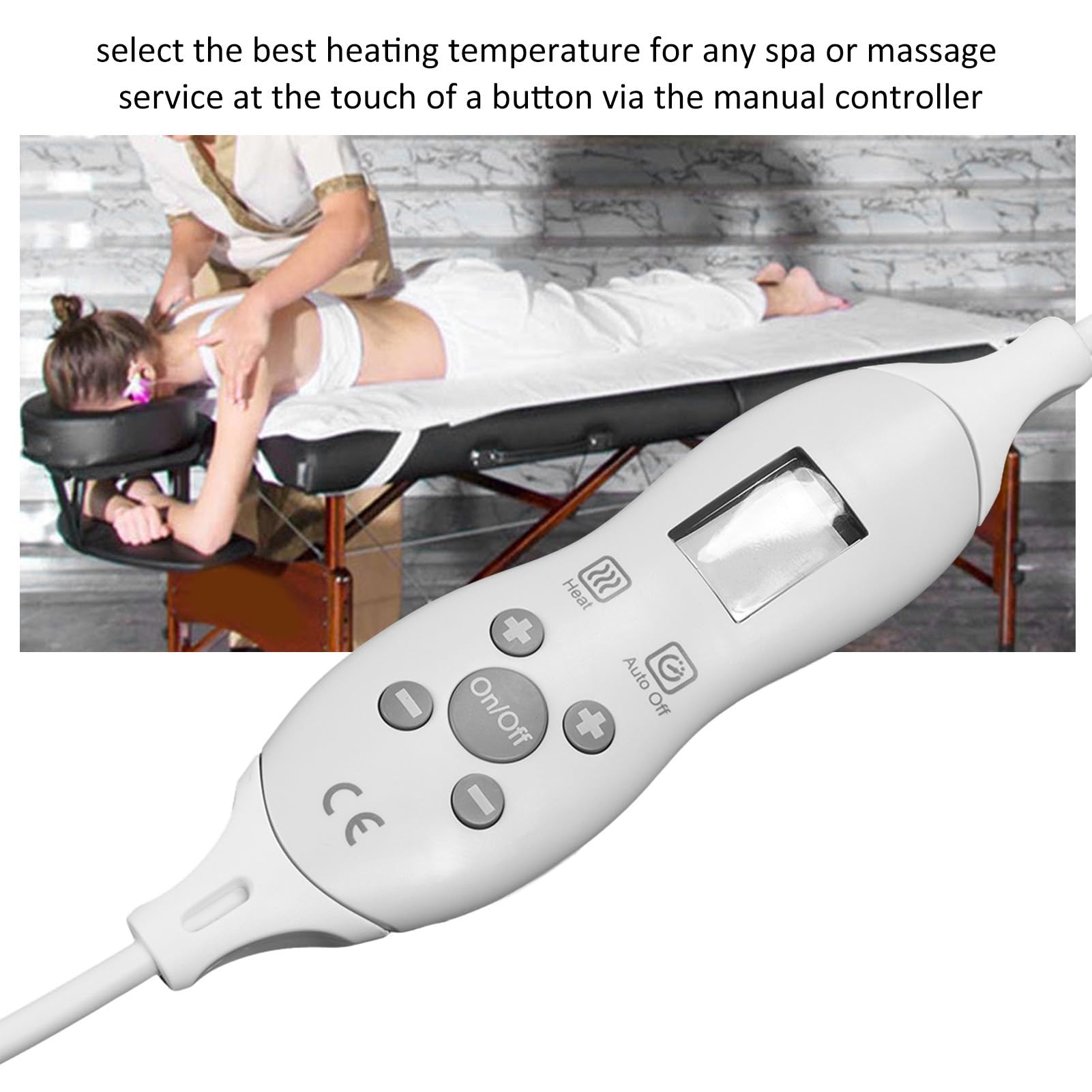 Massage tafelwarmer, comfortabel, instelbare temperatuur van 10 niveaus, voor massagebedden en spa's