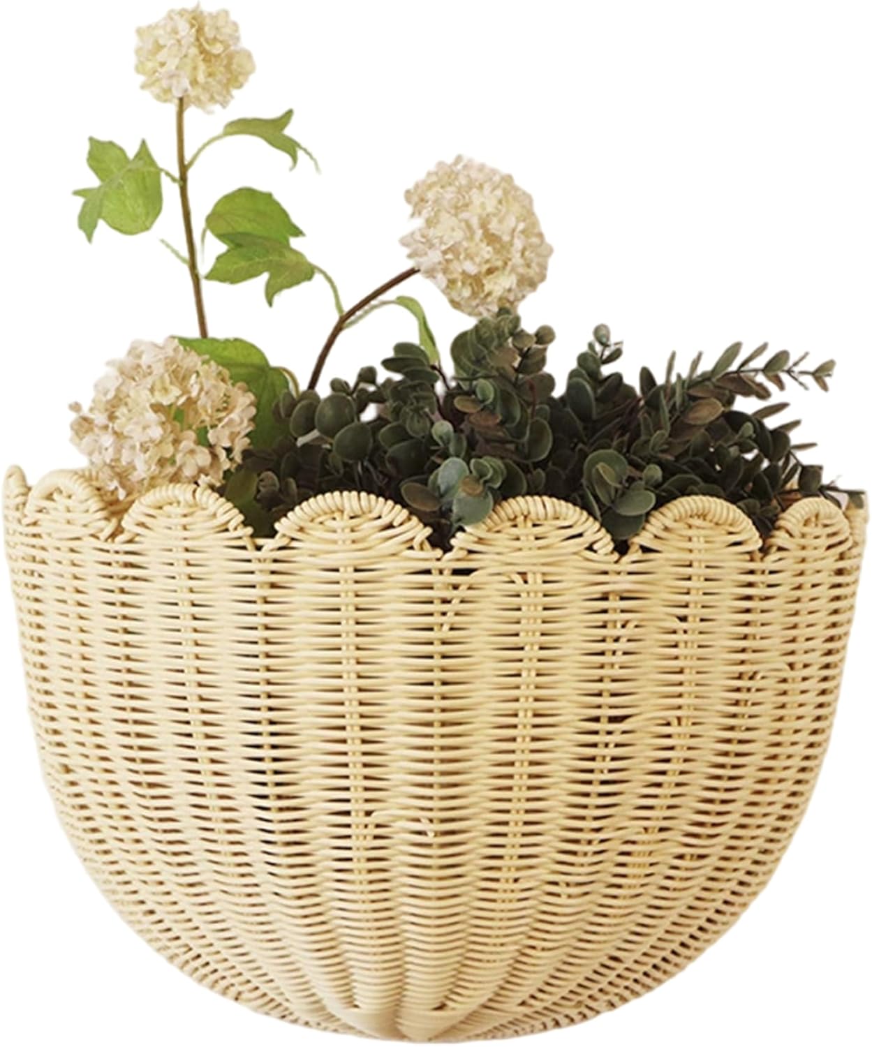 Wall Baskets, Boho Scalloped Woven Wall Baskets Hanging Rattan Storage Organizer for Bathroom Kitchen Living Room Bedroom Farmhouse Home Decor Hanging Basket Basket for