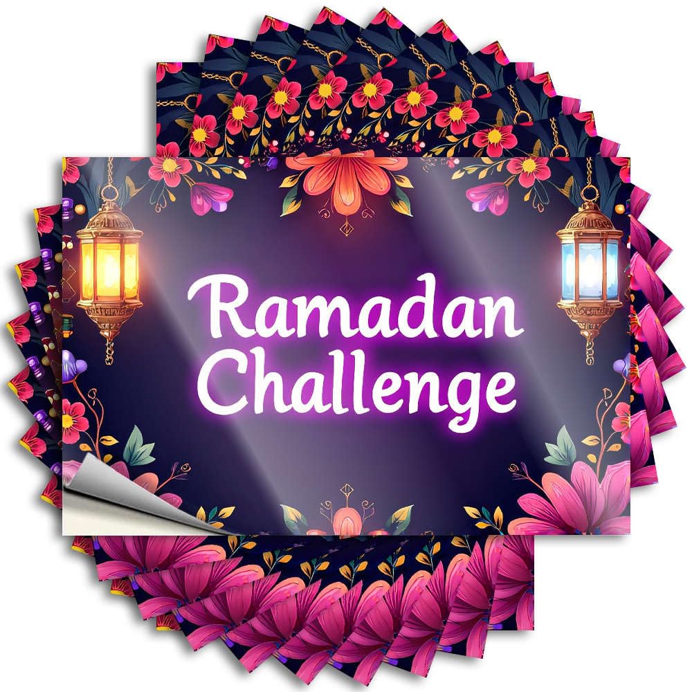 Fzfn Colour Decal - Accent Bottle Ramadan Challenge With Colorful Flowers. For Adults Man Cave Stuff(8X12cm)
