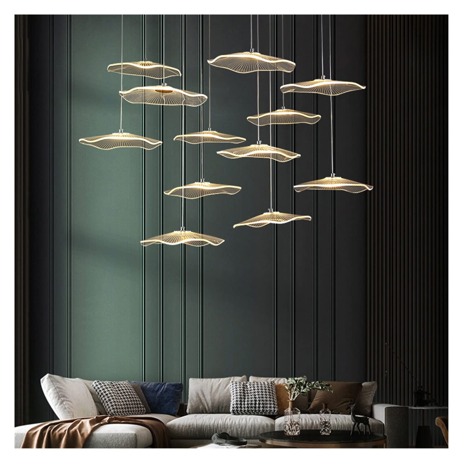 Luminaire LED moderne de luxe en acrylique effet feuille de lotus