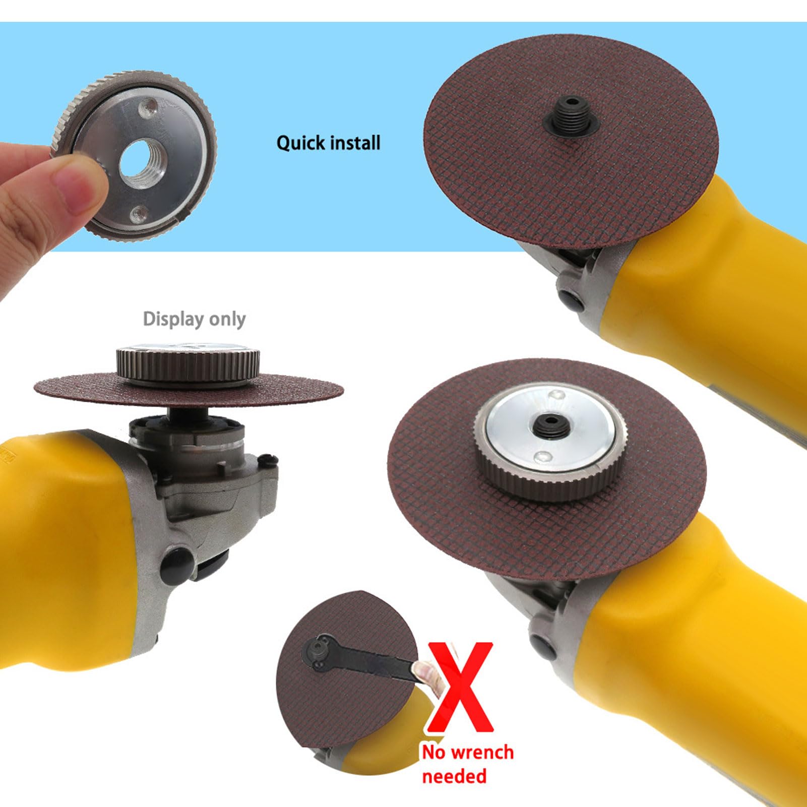 Angle Grinder Pressure Plate 2pcs Self Locking Angle Grinder Flange Nut 12.7mm Height Alloy Steel for Cutting