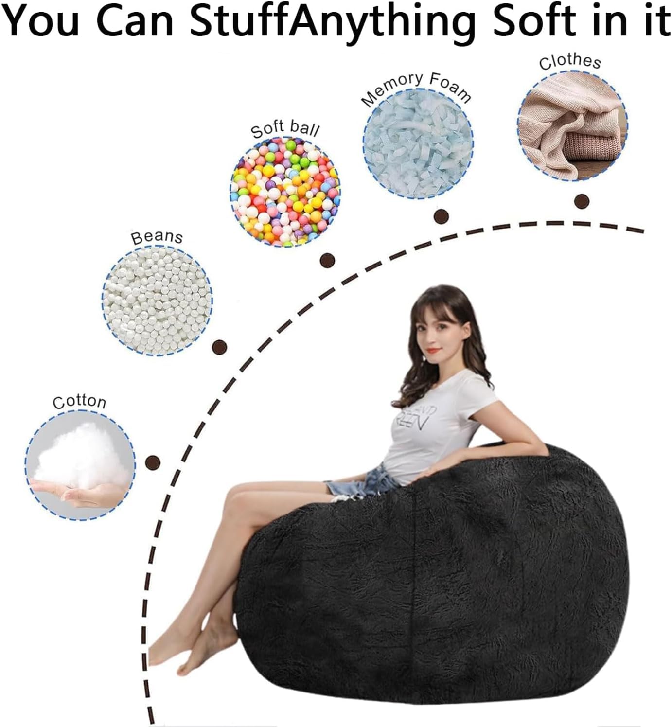 Divano a sacco gigante in pelliccia, poltrona per soggiorno, imbottita in memory foam, per adulti e coppie (solo rivestimento, senza imbottitura)