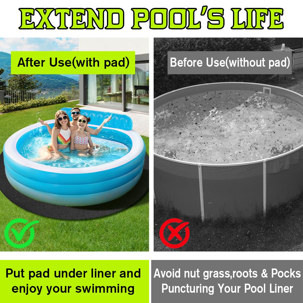 Générique Tapis De Sol pour Piscine,Diamètre 370 cm,Base de Piscine Antidérapante Ronde,Tapis De Sol pour Piscine,Bâche De Protection pour Bassin,Tapis De Piscine Ronds D'extérieur, Réutilisable