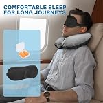 Cirorld Inflatable Travel Pillow for Airplanes, Compact Travel Neck Pillow with Eye Mask and Earplugs, Lightweight Neck Support Travel Pillows for Long Flight, Road Trip, Black