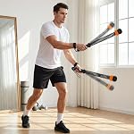 2PCS Weighted Ropeless Battle Ropes, Quiet Cordless Training Ropes Fitness Equipment, Portable Arm Exercise with Non-Slip Handles for Home Gym Workout (Black and Orange)