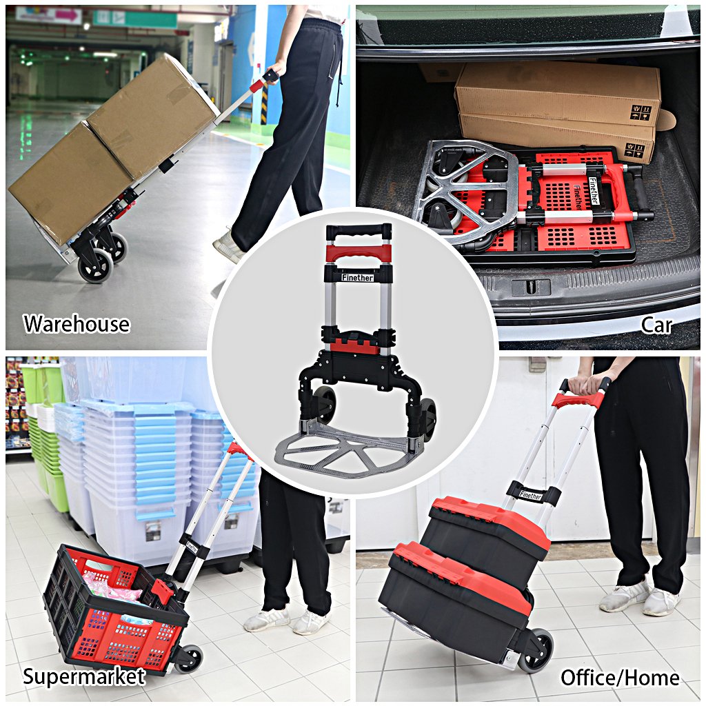 Cart Aluminum Folding 2Wheel Hand Cart Lightweight Portable