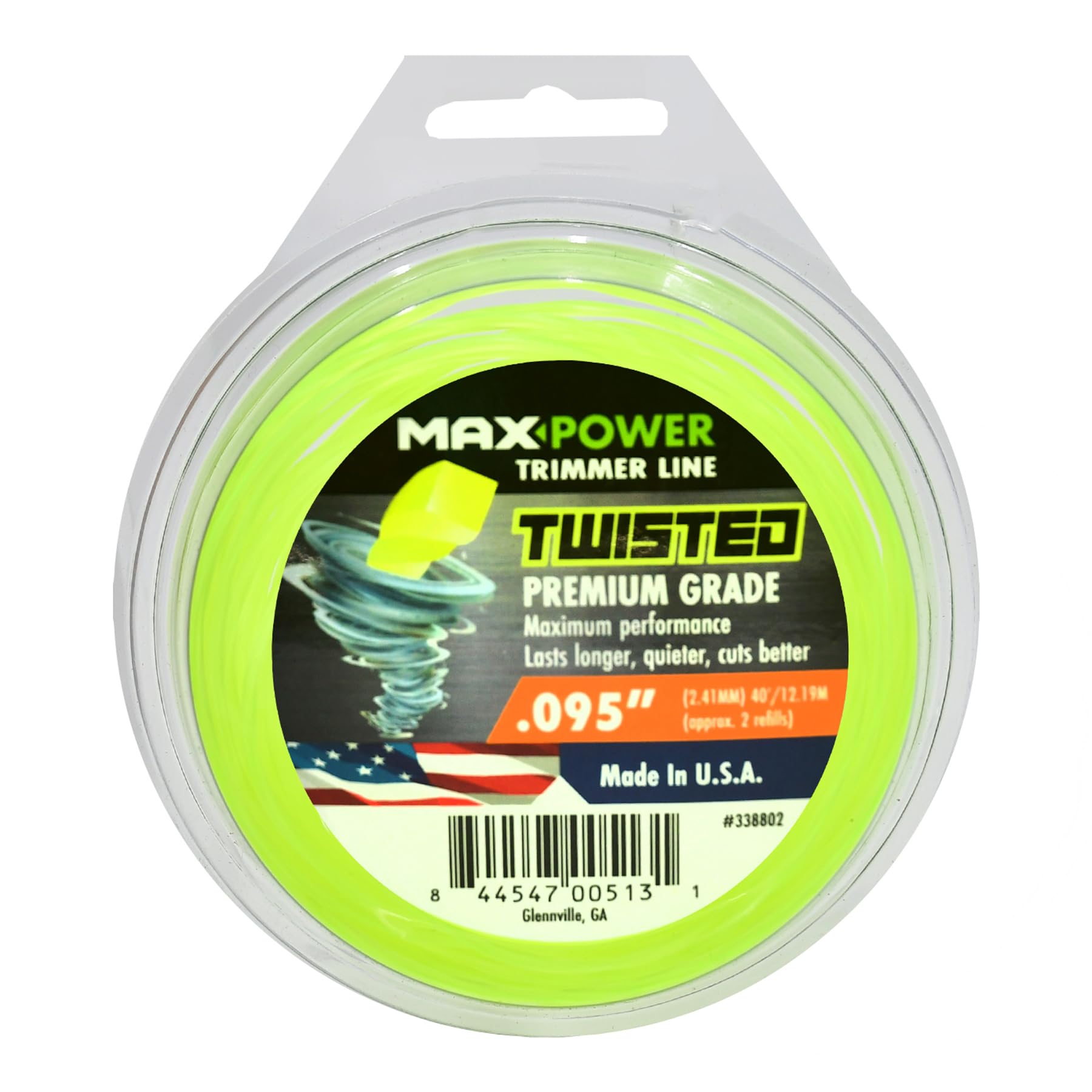 MaxPower 338802 Premium Twisted Trimmer Line, .095-Inch Length x 40-Foot Length