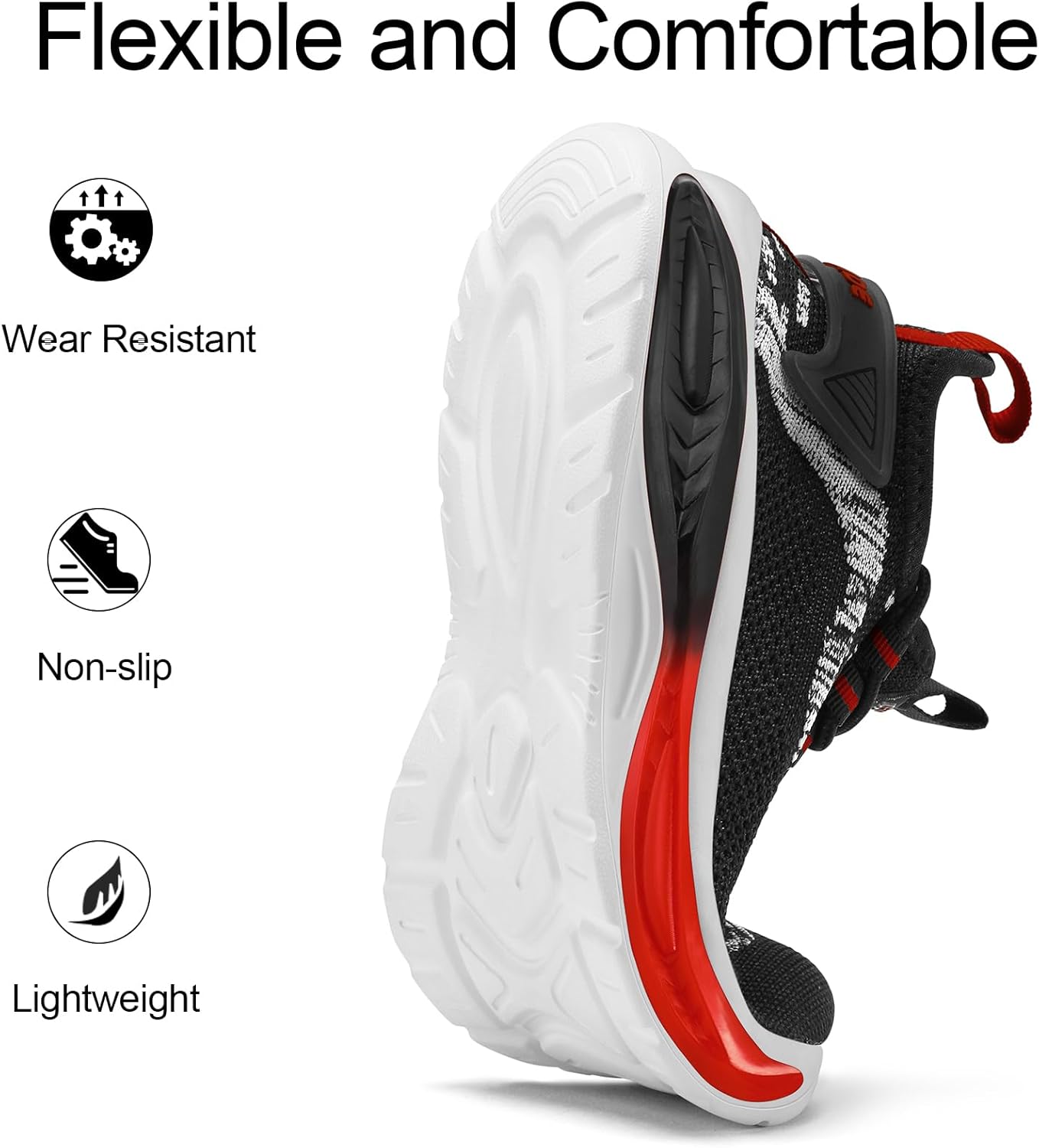 RUNSIDE Boys Girls Sneakers, Lace up Kids Tennis Shoes for Walking/Running Lightweight Breathable Gym Shoes Outdoor, Little Kid/Big Kid - Image 5