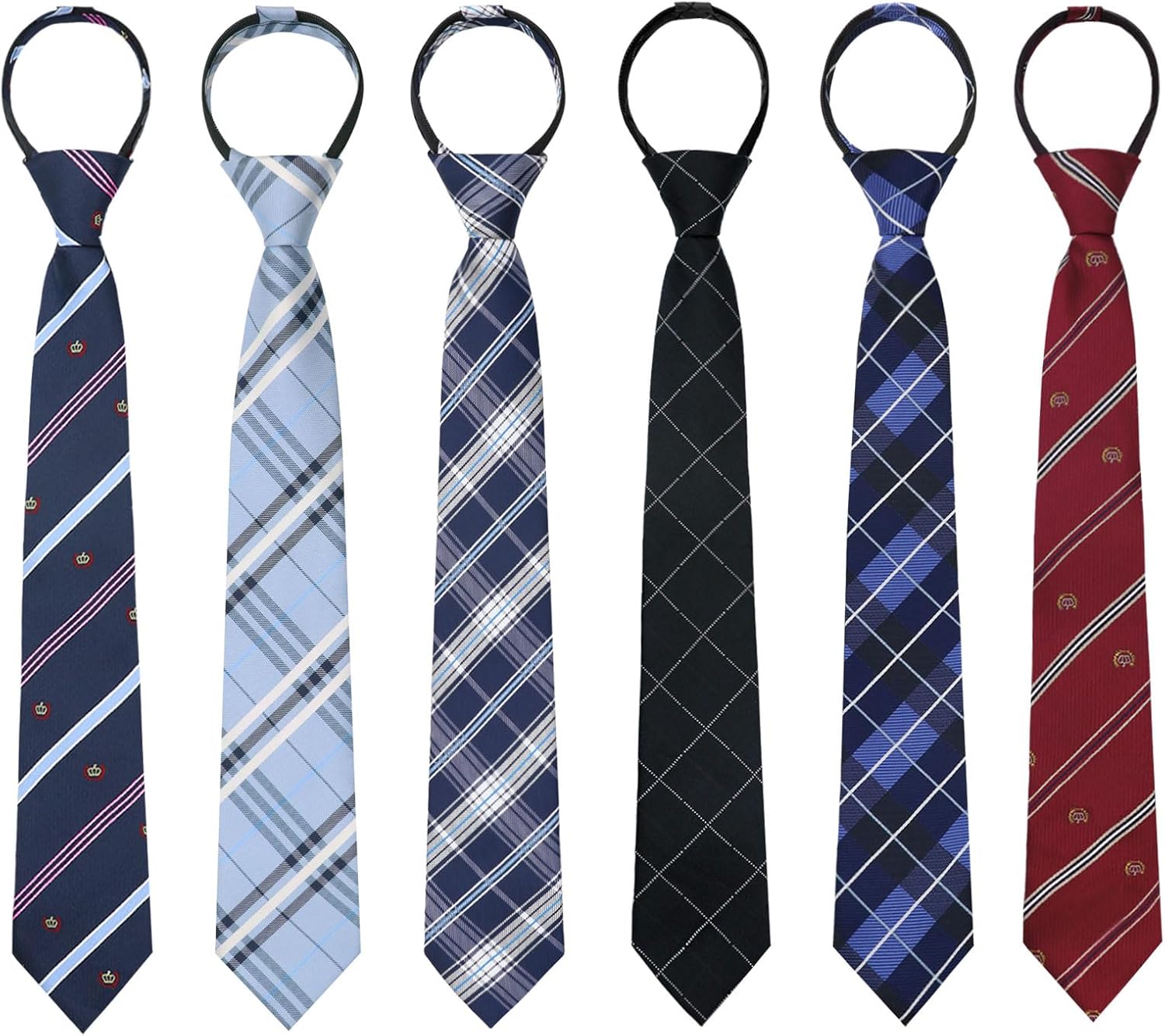 Luckyvestir Boys Tie 4 packs Kids Tie, Ties for Boys Pre Tied Boys Zipper Tie for School Casual Graduation