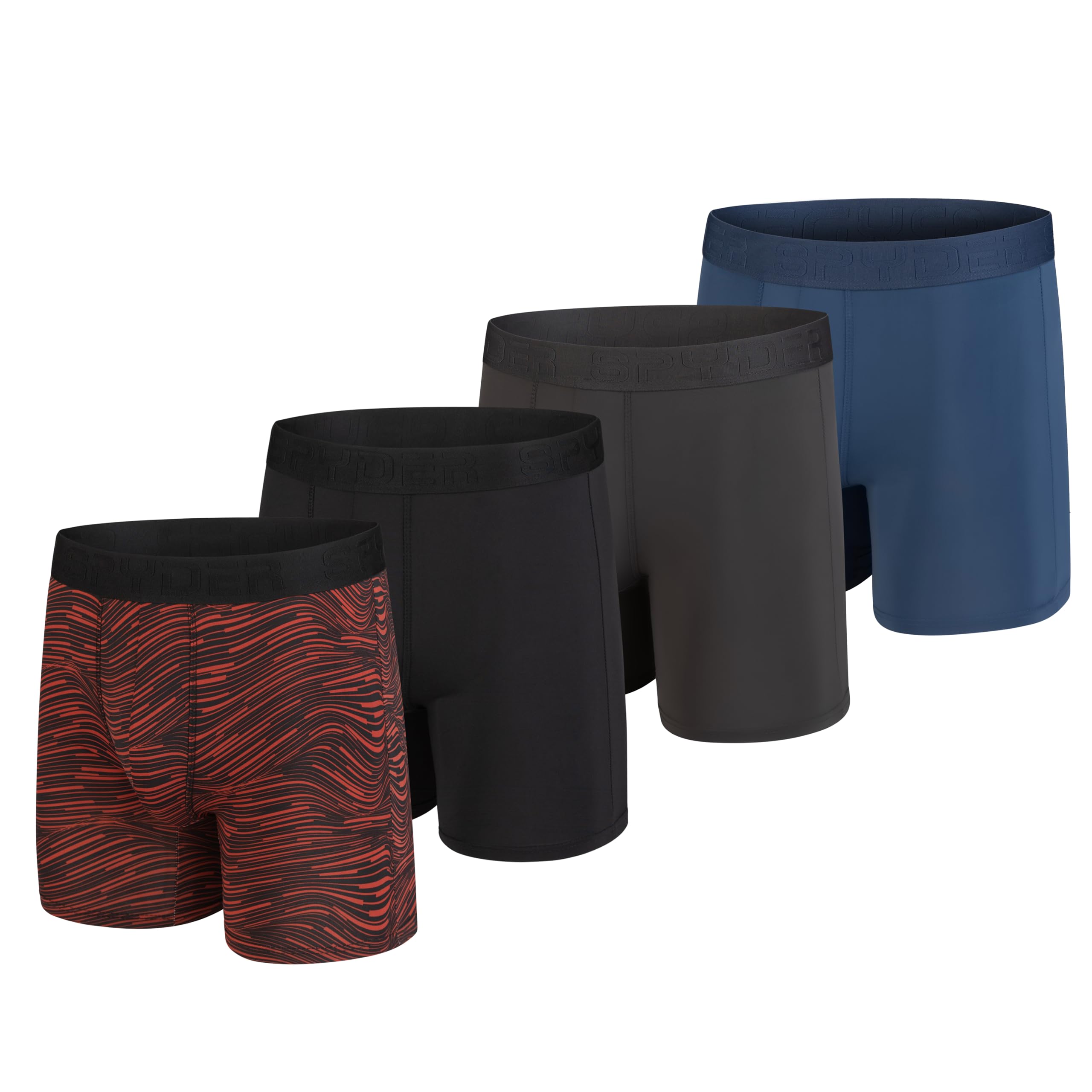 Spyder Men's 4-Pack Variety Liquid Cool Active Performance Athletic Underwear Boxer Briefs