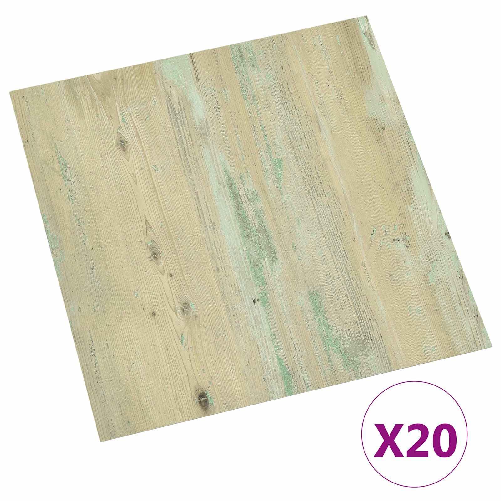 Lot de 20 dalles de sol autocollantes en PVC - 30,5 x 30,5 cm - Marron clair - Aspect bois moderne pour salon et chambre à coucher - Kit facile d'entretien pour rénovation rapide
