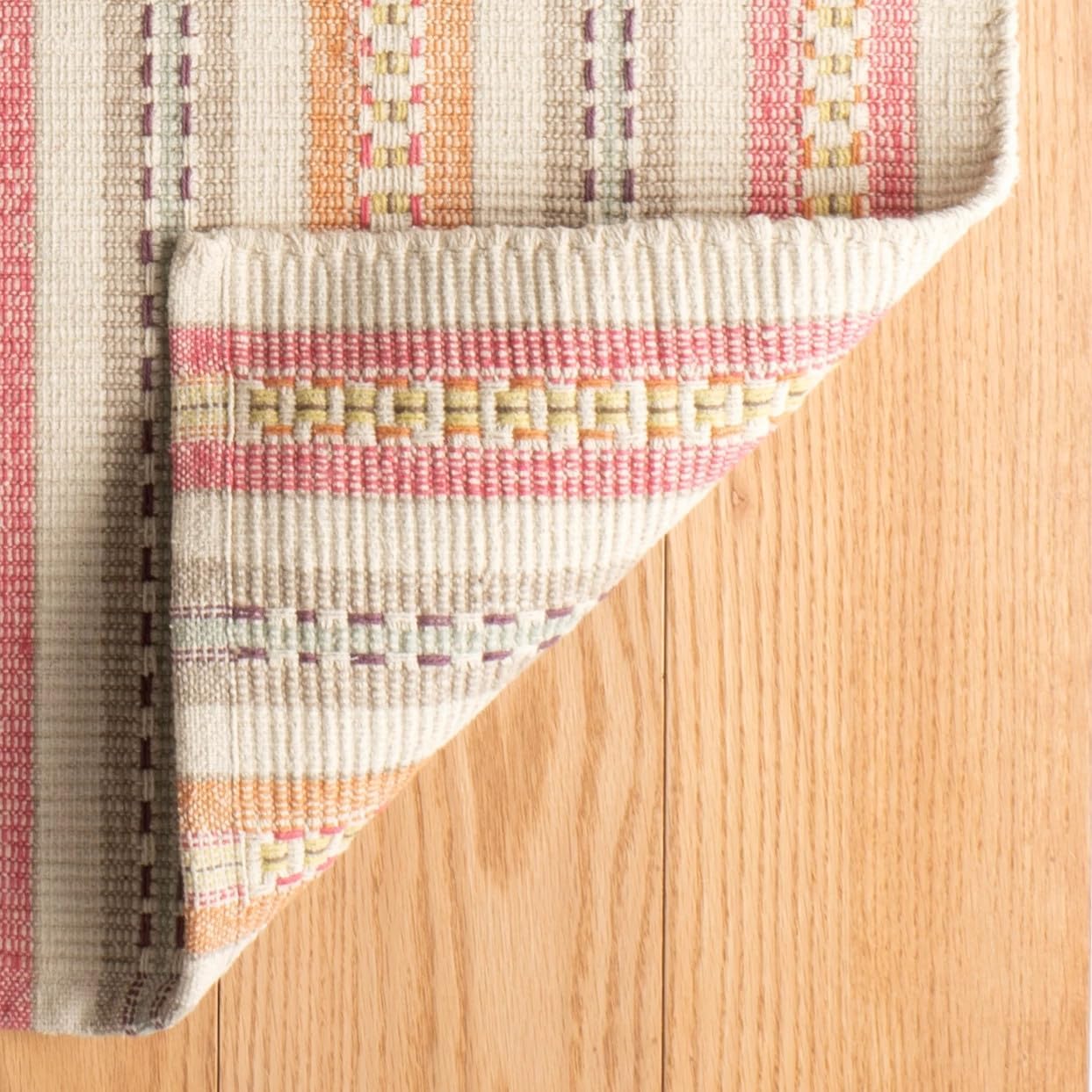 Dash & Albert x Kit Kemp Long Slade Spice Handwoven Cotton Rug, 7.5 X 9.5 Feet, Multi Stripe Pattern - Premium Luxury Hotel Quality Soft Breathable Hypoallergenic Machine Washable Easy Care All