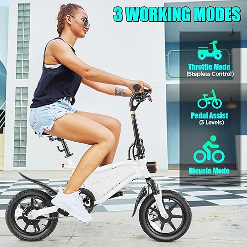 Miniatura 2 de ANCHEER Bicicleta eléctrica plegable para adultos, Bicicleta eléctrica de 374 Wh, Bicicletas eléctricas de 20 MPH, Bicicleta eléctrica plegable de