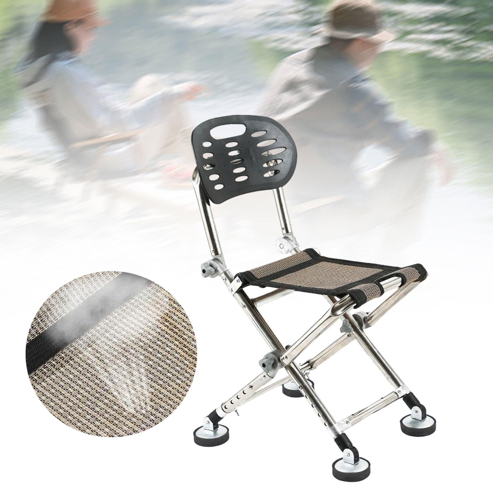harayaa Tabouret de Camping Robuste et Pliable avec Dossier, Doté de 5 Pieds Télescopiques, Idéal pour La Pêche, La Randonnée, L'intérieur et L'extéri