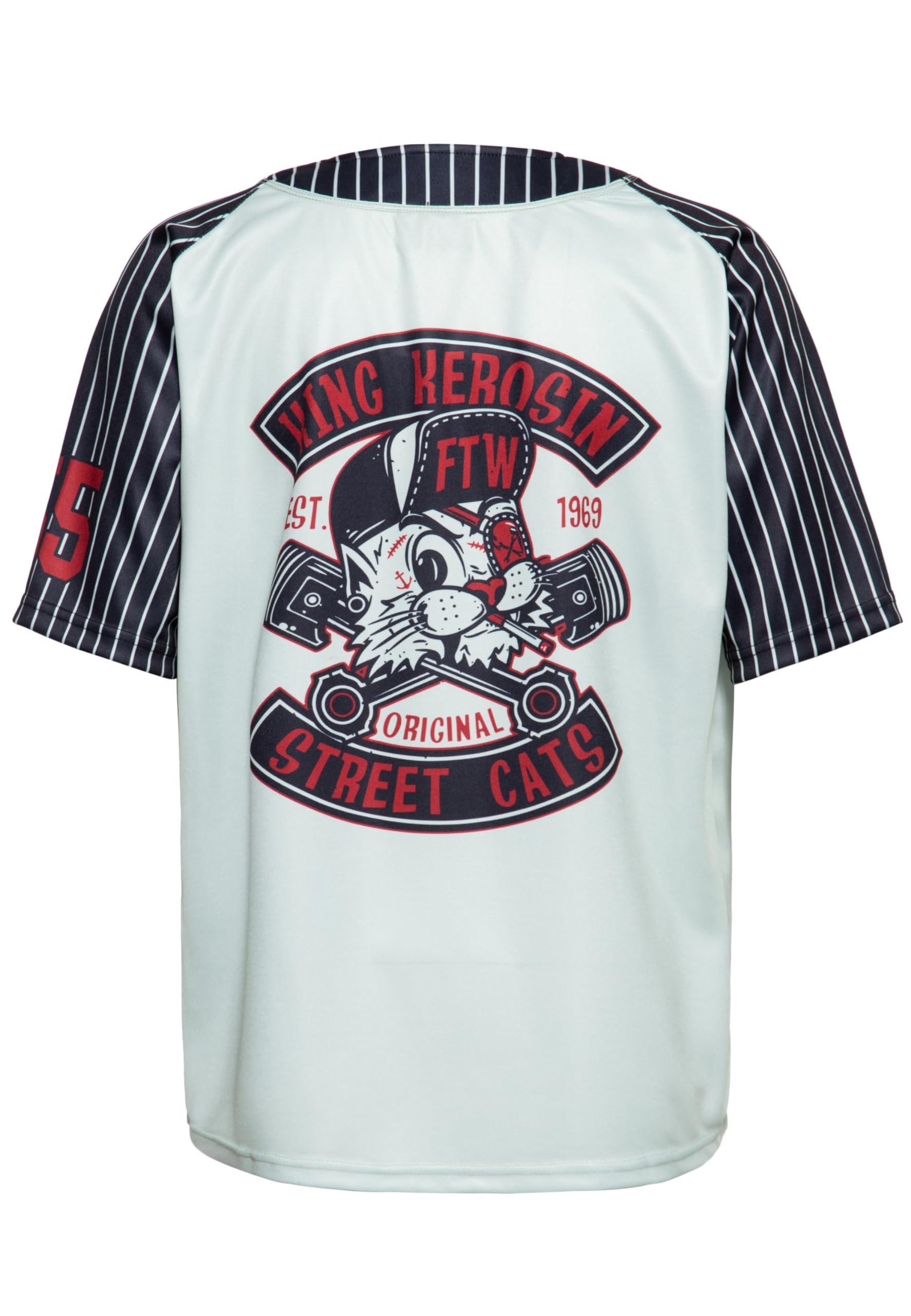King Kerosin Herren Baseball Shirt Baseballhemd Baseball Trikot Street Cats Los Angeles Rockabilly 50s Street Style Street Cats