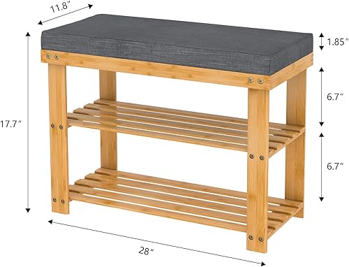 Miniatura 9 de Banco de zapatos para banco de entrada con almacenamiento de zapatos banco de zapatos para puerta delantera con cojín acolchado tapizado soporte de