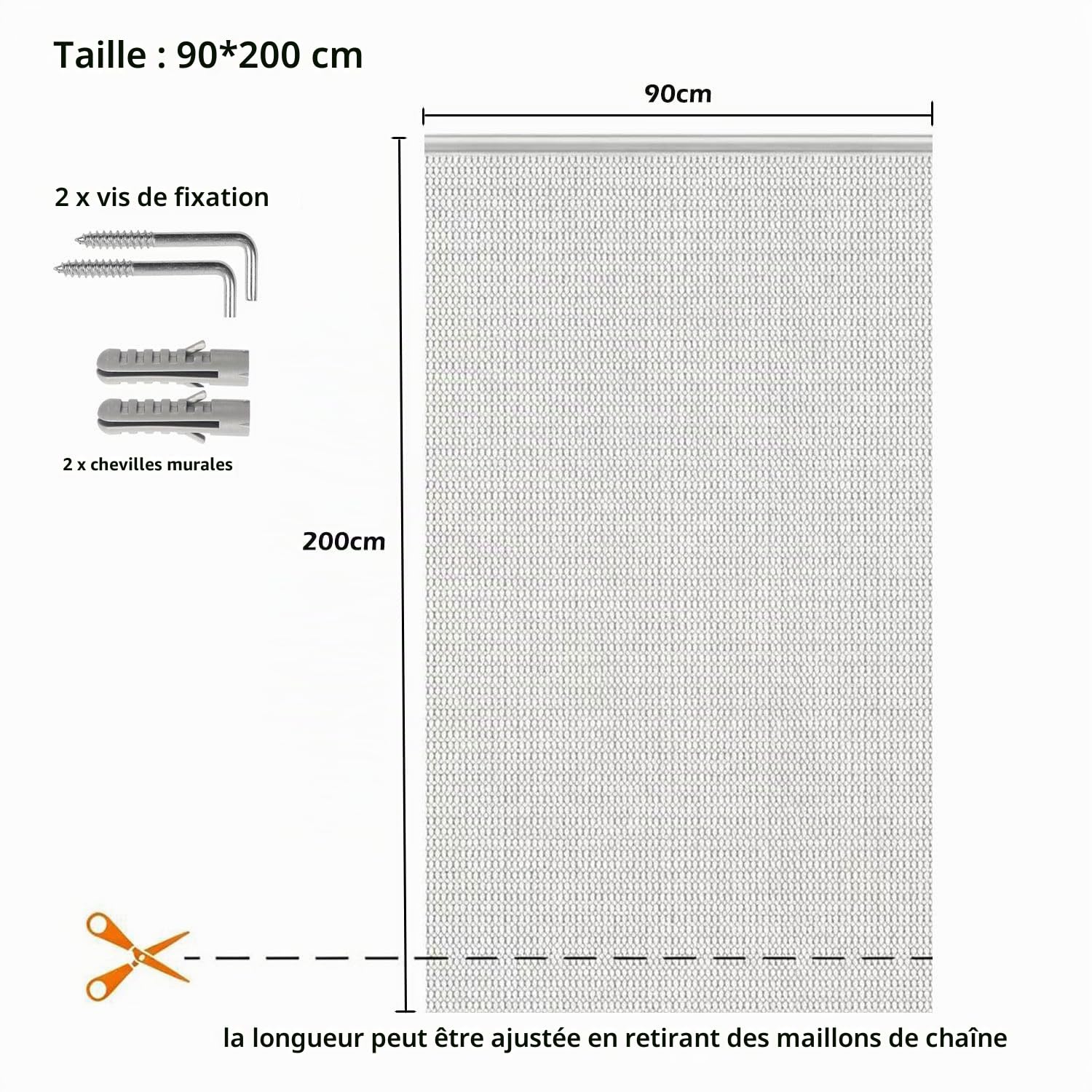 Store à Enrouleur en Aluminium 90 × 200 cm, Anti-Mouches et Anti-Insectes, pour Portes et fenêtres, décoration d'intérieur, Couleur Argent
