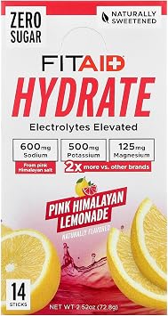 LIFEAID FITAID Hydrate Electrolyte Mix, Pink Lemonade 14 Stick Packs