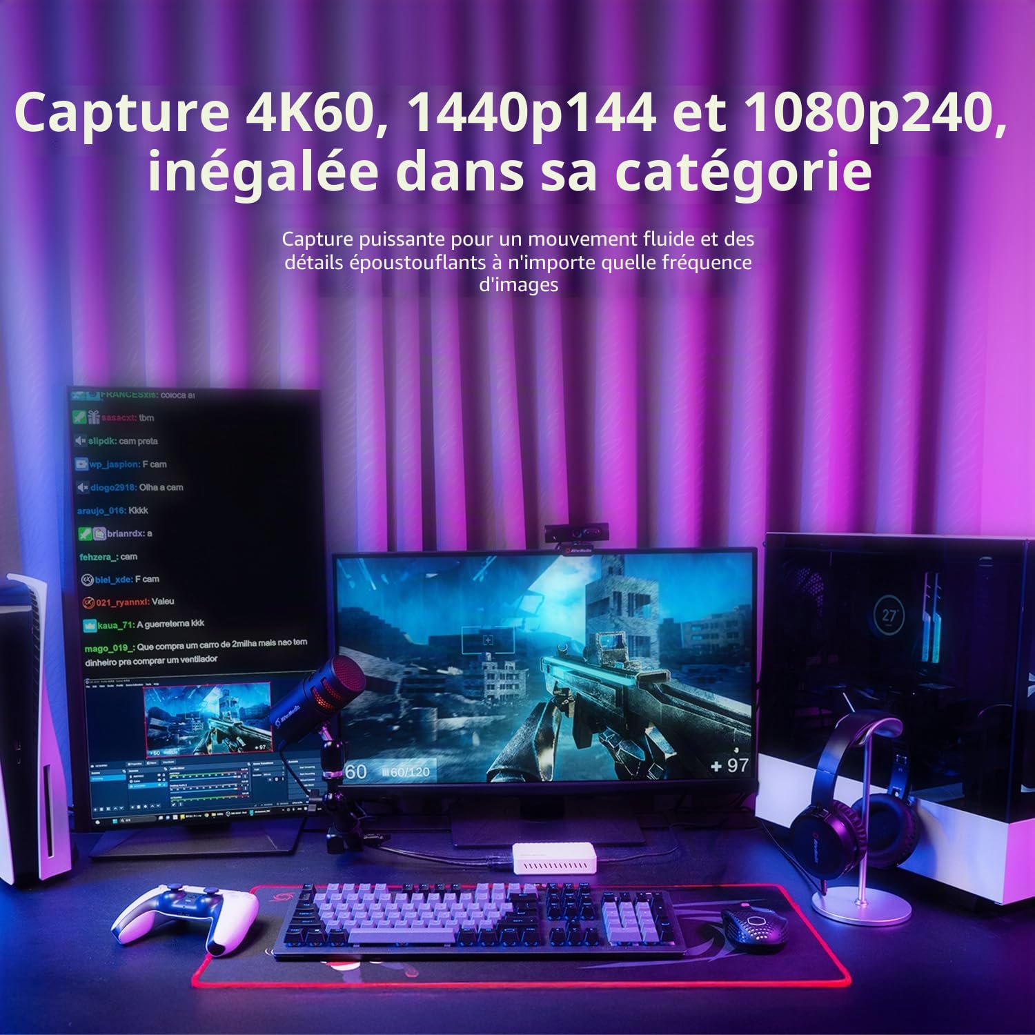 AVerMedia 4K HDMI Capture Card pour Le Streaming, PS5, Xbox, Switch, Périphérique de Capture USB 3.2 pour Twitch, OBS, Discord, Enregistrement à Faible Latence, GC553Pro Live Gamer Ultra S