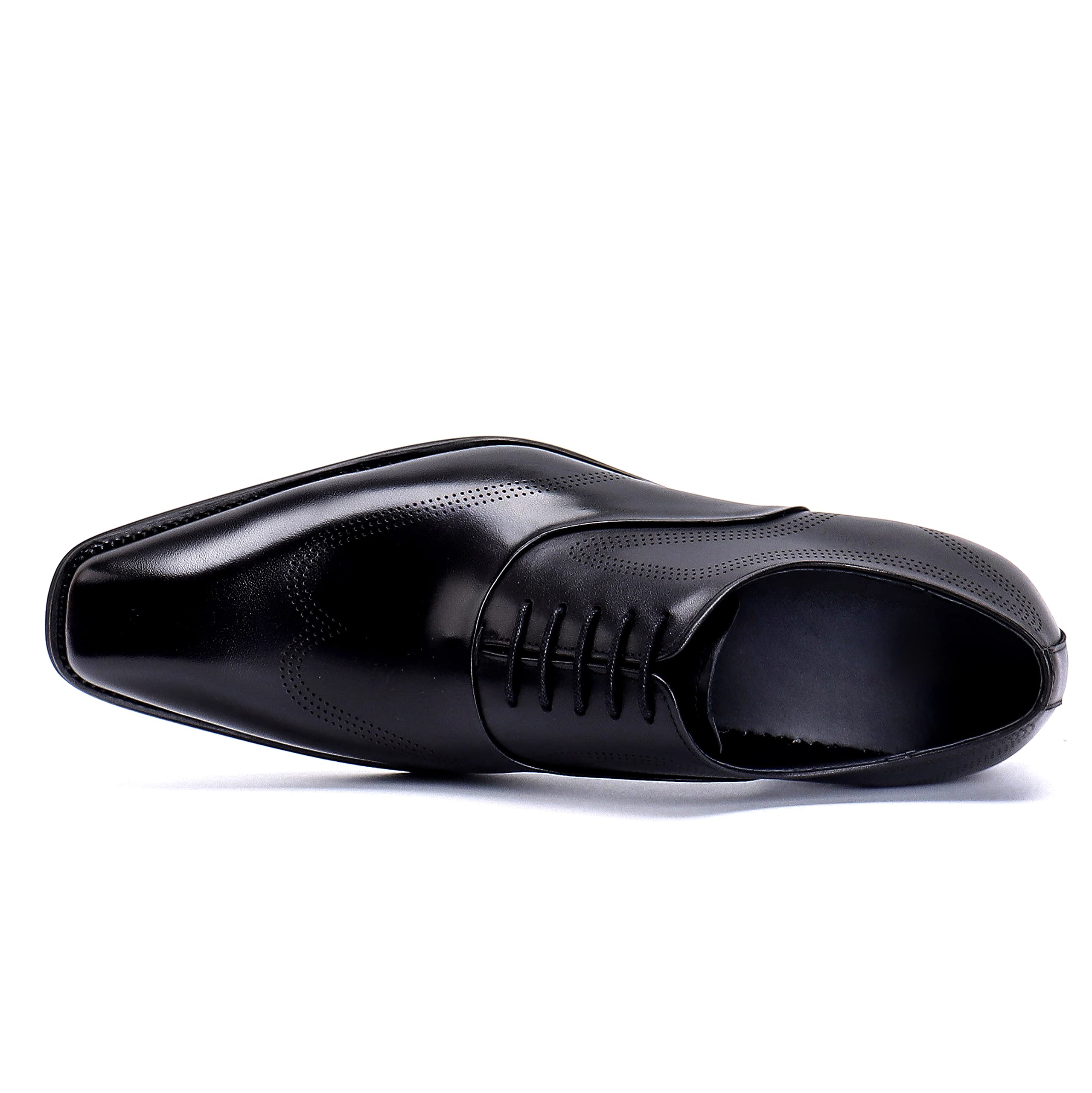 Oxfords Casuales Negocios para Hombres Brogues de Vestir Formales Trabajo Zapatos Bajos con Cordones en Cuero Genuino