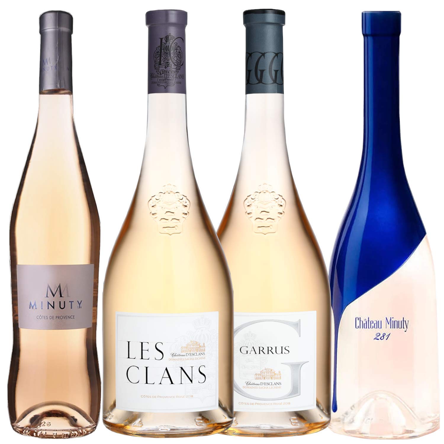 Best of Provence - Lot de 4 bouteilles - Minuty : M / 281 - Esclans : Les Clans/Garrus - Côtes de Provence Rosé 2021 (4 * 75cl)