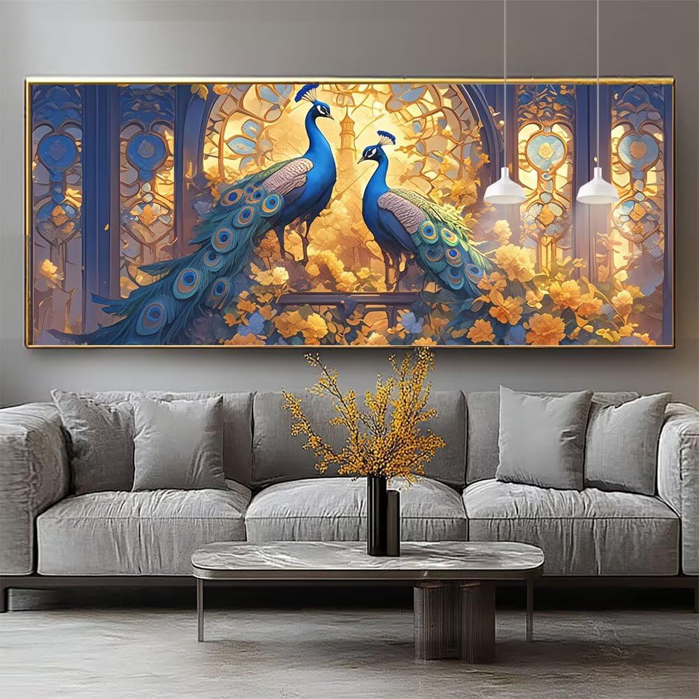 Malarstwo diamentowe dla dorosłych, paw, malarstwo, mały, 60 x 120 cm, zestaw do majsterkowania dla dzieci od 12 lat, pełne diamentowe płótno, zestaw do majsterkowania, motyw zwierzęcy, diamenty, dla