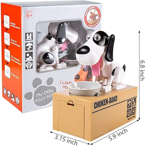 Miniatura 5 de Robotic Dog Piggy Bank - Caja de dinero de juguete para masticar monedas, la mejor Navidad, Año Nuevo, regalo de cumpleaños para niños y niñas (6