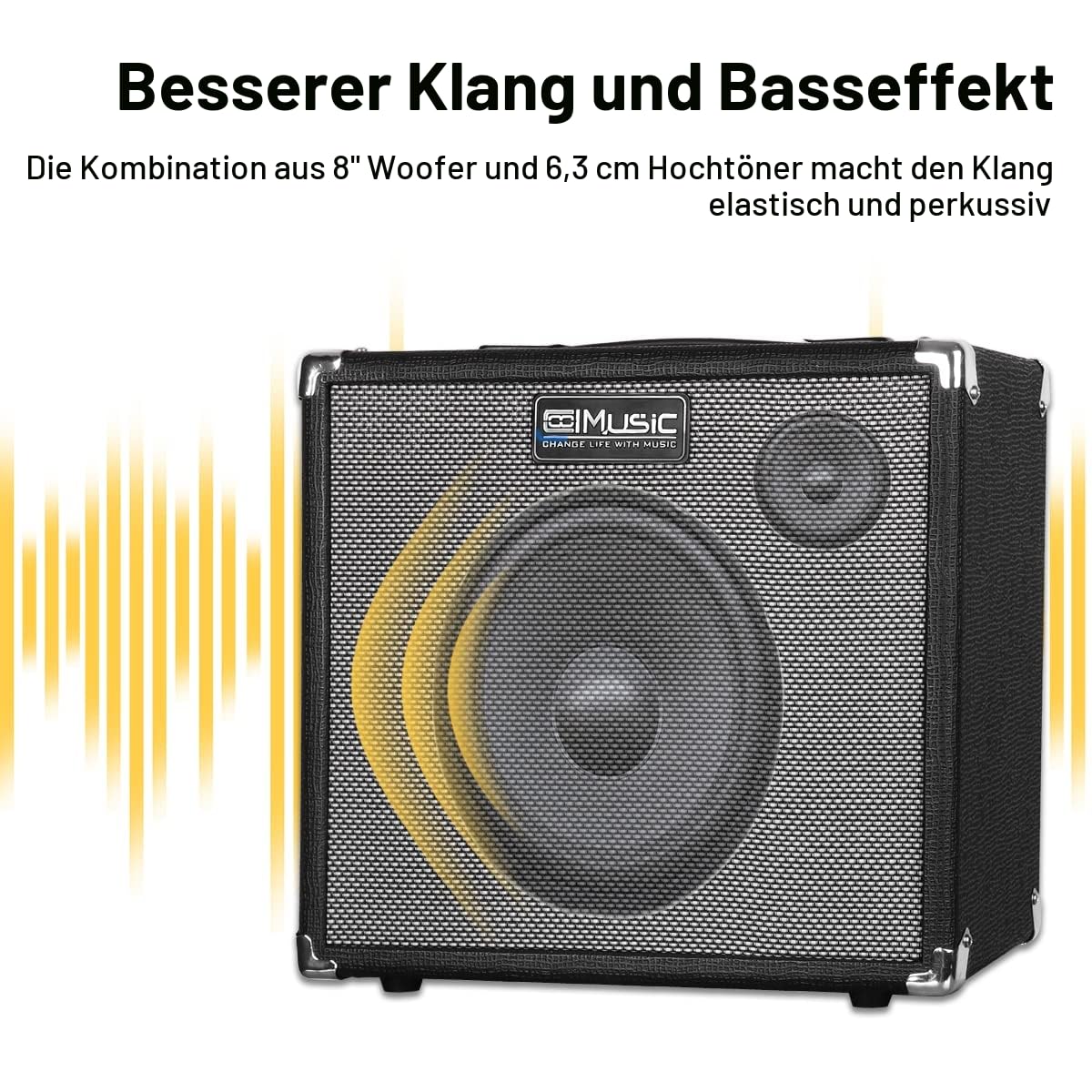TS-112 Bass-Gitarrenverstärker 30 W E-Bass-Kombi-Verstärker mit integriertem Reinigungs- und Verzerrungs-Overdrive-Dual-Ton-Schaltübungen