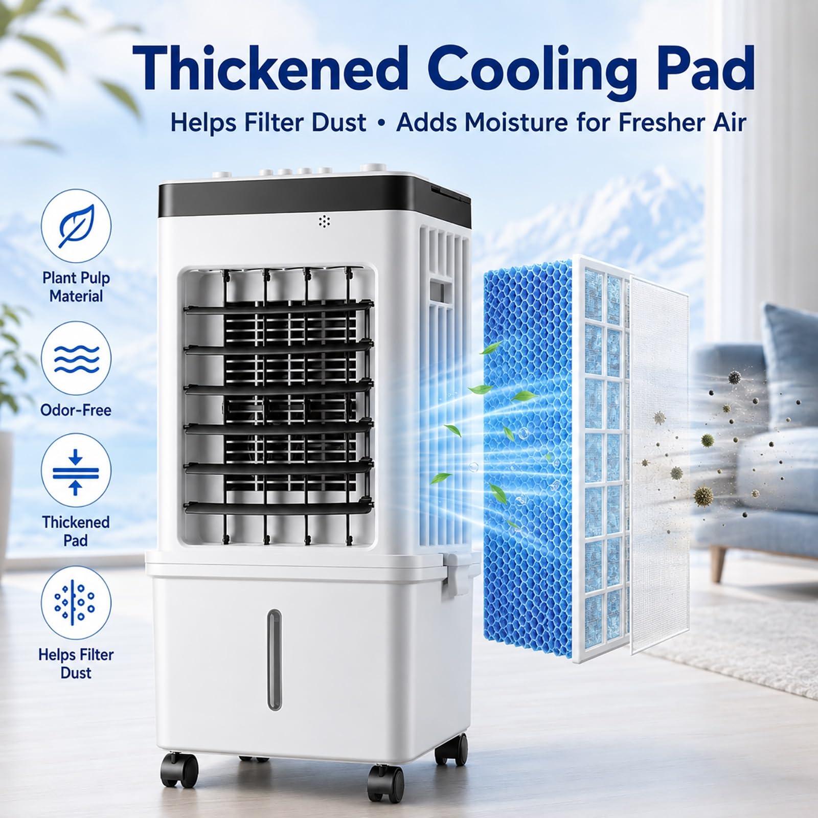 Enfriador de Aire Climatizador Evaporativo 15L 3 Velocidades para Hogar Oficina
