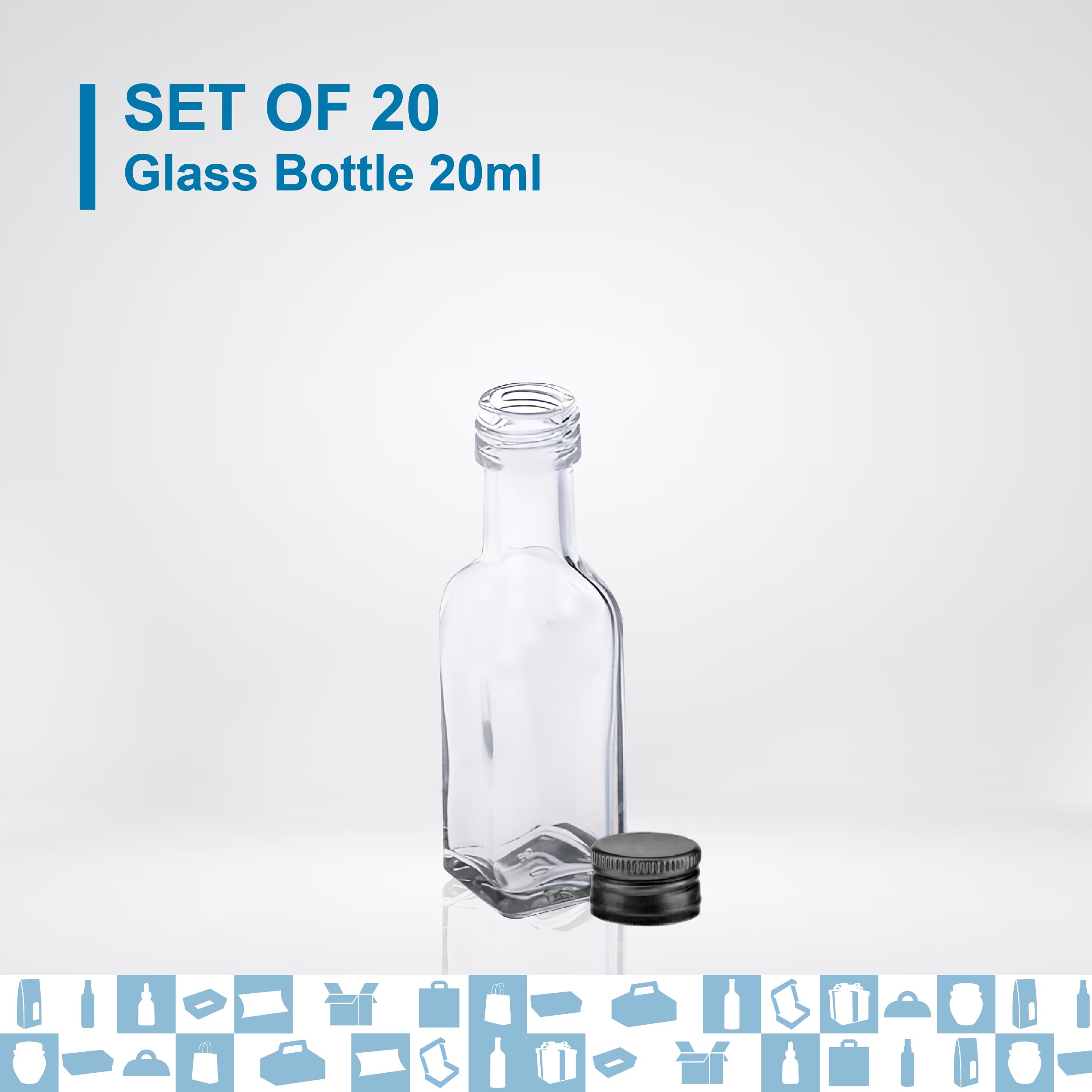 Espirito Rebelde 20 Mini Bouteilles en Verre 20ml avec Bouchon a Vis Noir | Mignonnettes Alcool 2cl, Petites Fioles Échantillons | Idéal pour Cadeaux, Mariages