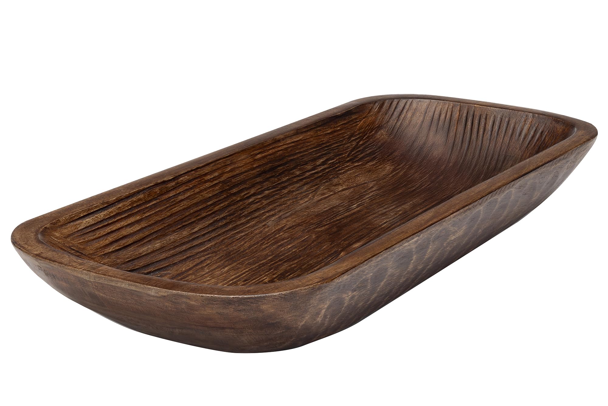 Walnut Wooden Dough Bowl 19 Inch – Large Hand-Carved Mango Wood Centerpiece for Rustic Farmhouse Decor & Fruit Bowl