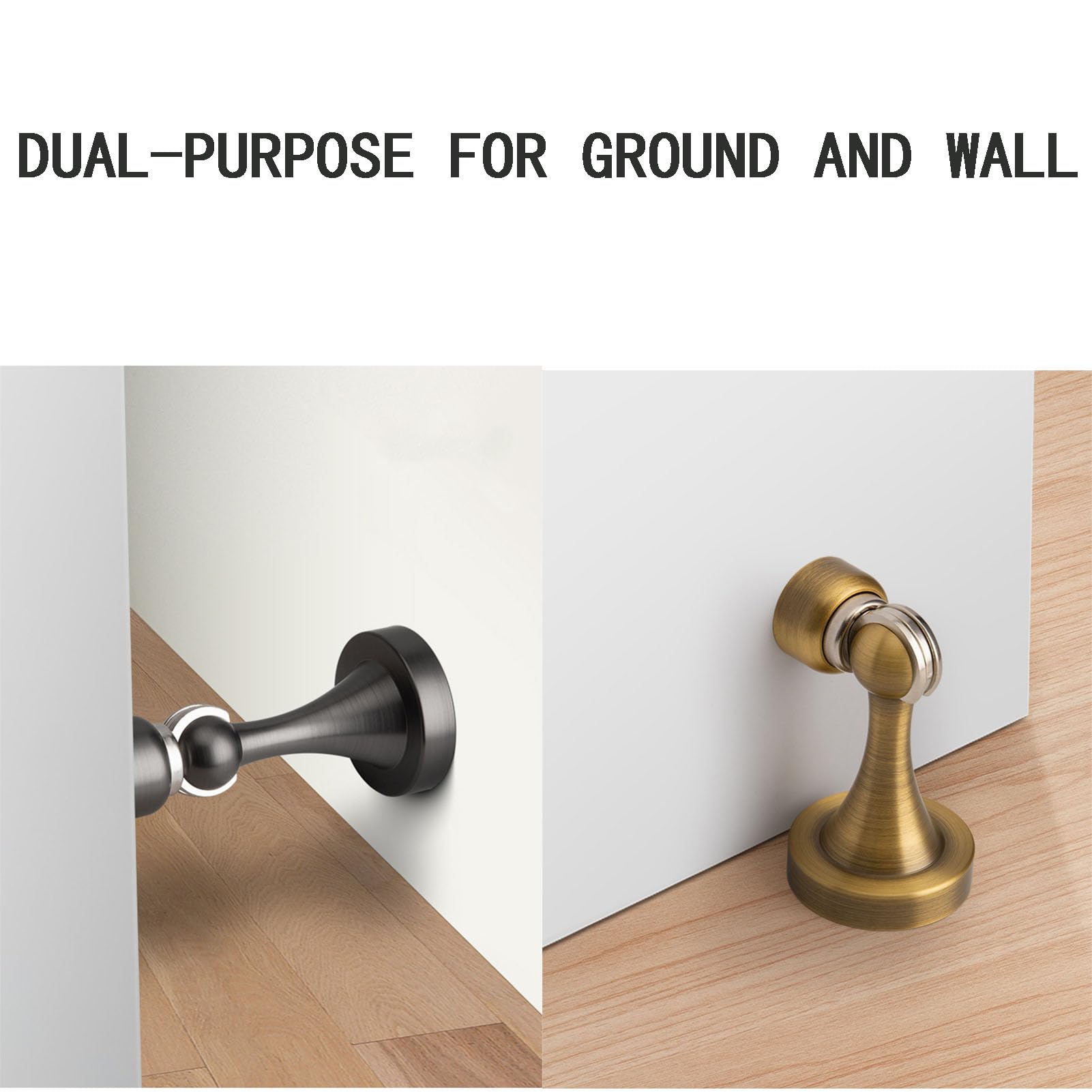 Tope de Puerta magnético de latón Macizo 2 Piezas - Sujetapuertas de Pared/Piso de Doble propósito con succión Fuerte para baño/Puertas de Madera