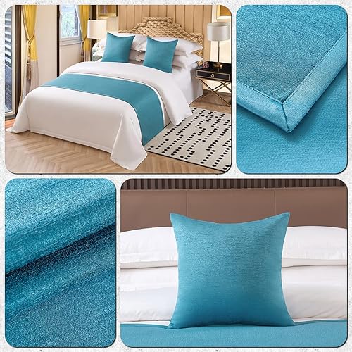 Miniatura 7 de KOMAGOME - Bufanda de cama sólida, para cama de hotel, hostal, resorts, dormitorio (naranja, 94.5 x 18.9 in para cama de 5.9 ft)