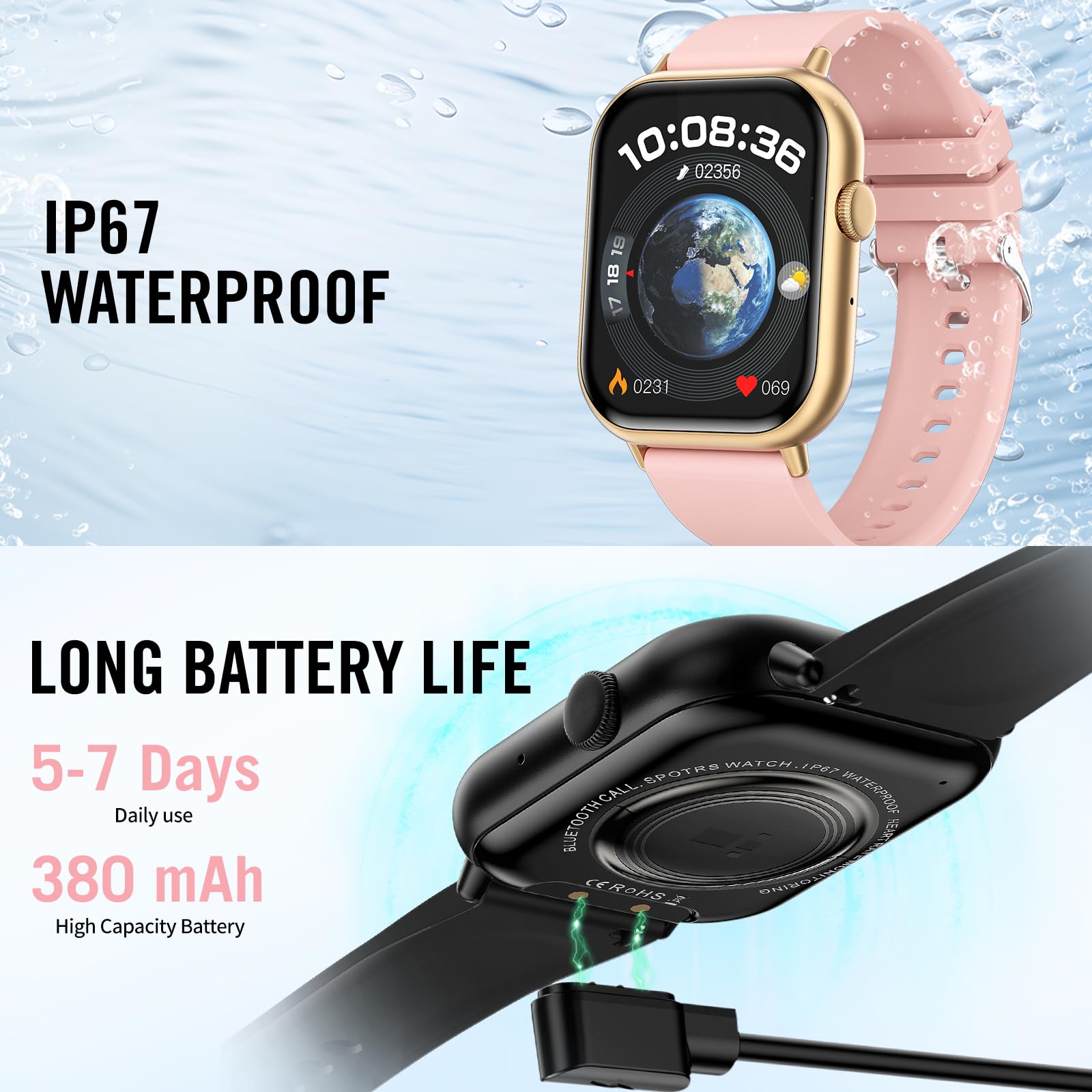 Smart Watches for Men Women (Answer/Make Call), 2.01" HD Screen Fitness Tracker Watch with Blood Pressure/Heart Rate/Sleep Monitor, Smart Watch for Android iOS Phones, IP67 Waterproof Sport Watch