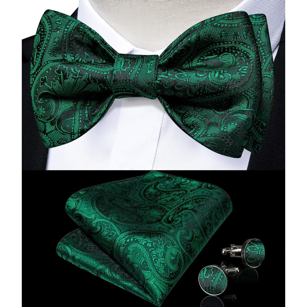 JFDBGU Papillon da Annodare Floreale Cravatta da Sposo for Matrimonio Nodi Gemelli Hanky