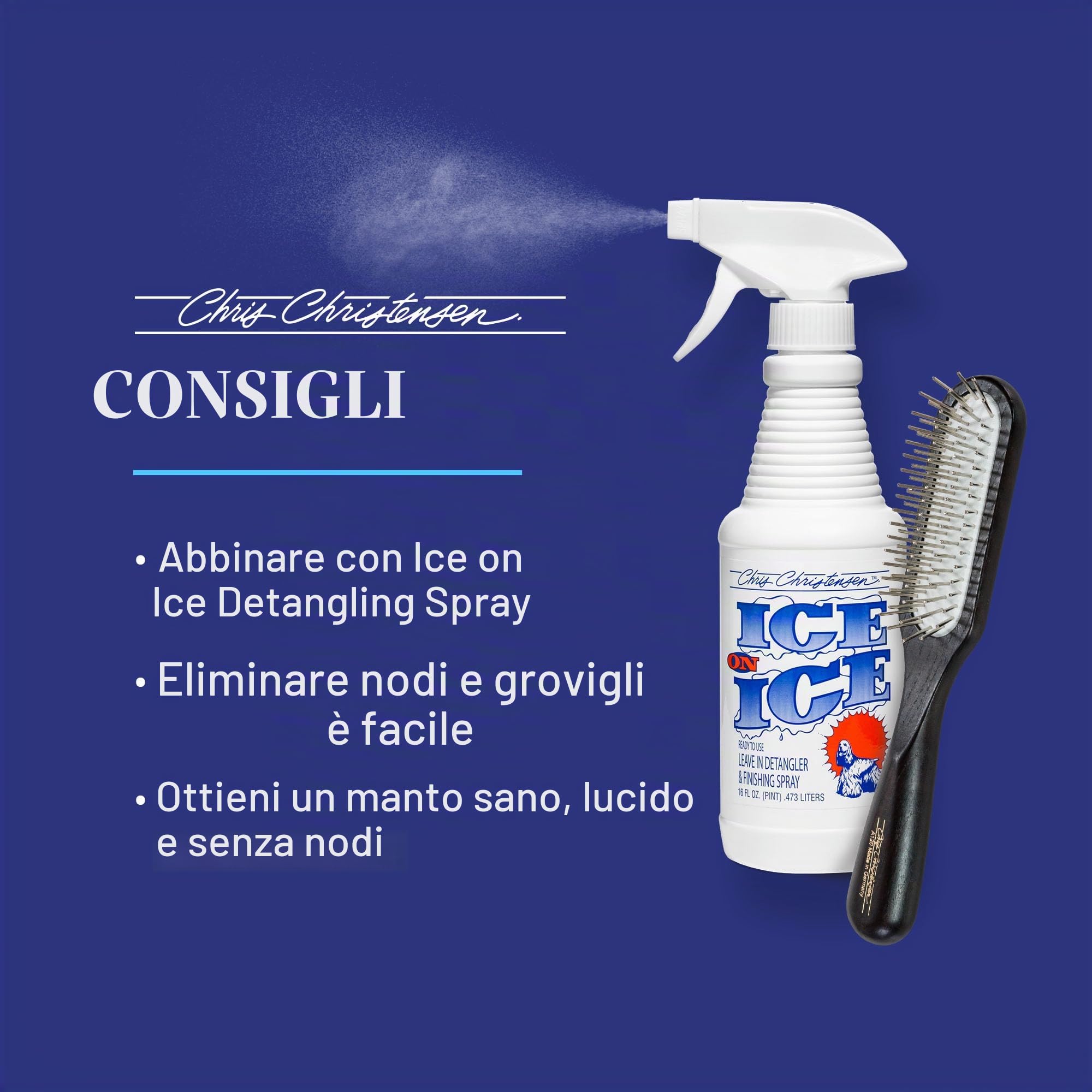 Chris Christensen Spazzola per cani da 20 mm, spazzola per cani, spazzola speciale per lo sposo come un professionista, rimuove tappetini e grovigli, perni arrotondati e con messa a terra, non tira il