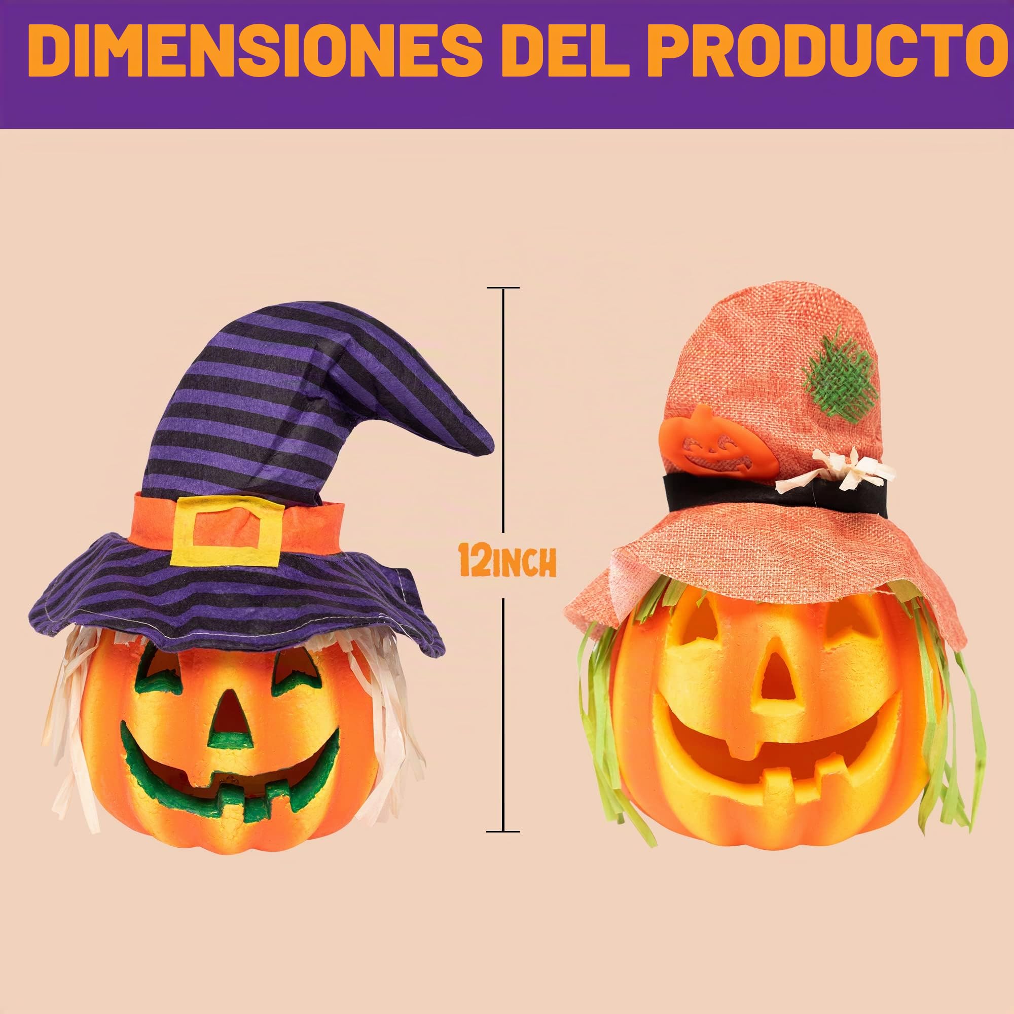 JOYIN 6 Pack Light up Halloween Jack-o'-Lantern Decorativo Calabaza Espuma Decoraciones de Halloween Accesorios