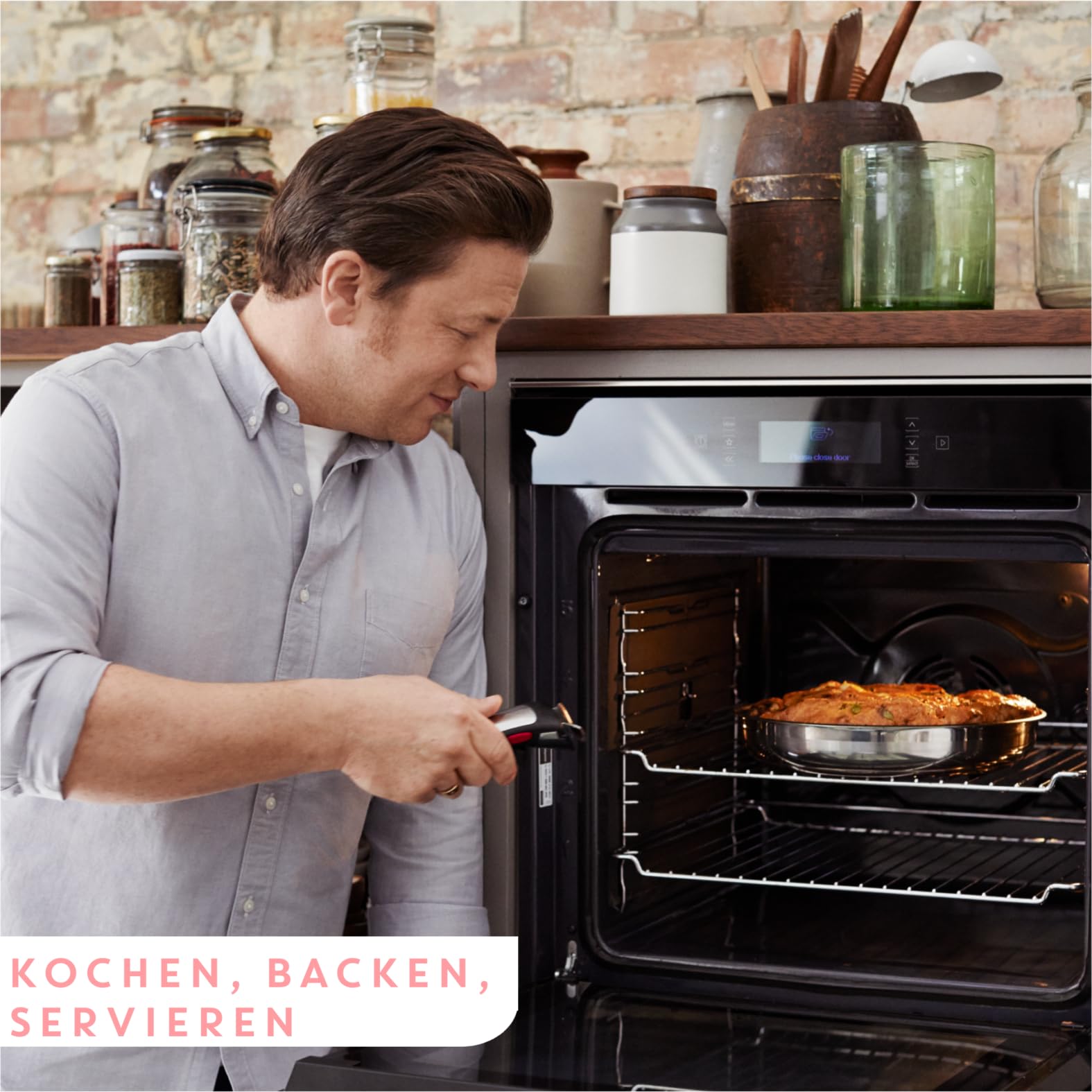 Jamie Oliver by Tefal Ingenio 3-teiliges Pfannenset abnehmbarer Griff, 24/28 cm, stapelbar, platzsparend, Pfannenset Induktion mit Antihaftversiegelung, einfache Handhabung und Reinigung, L97691