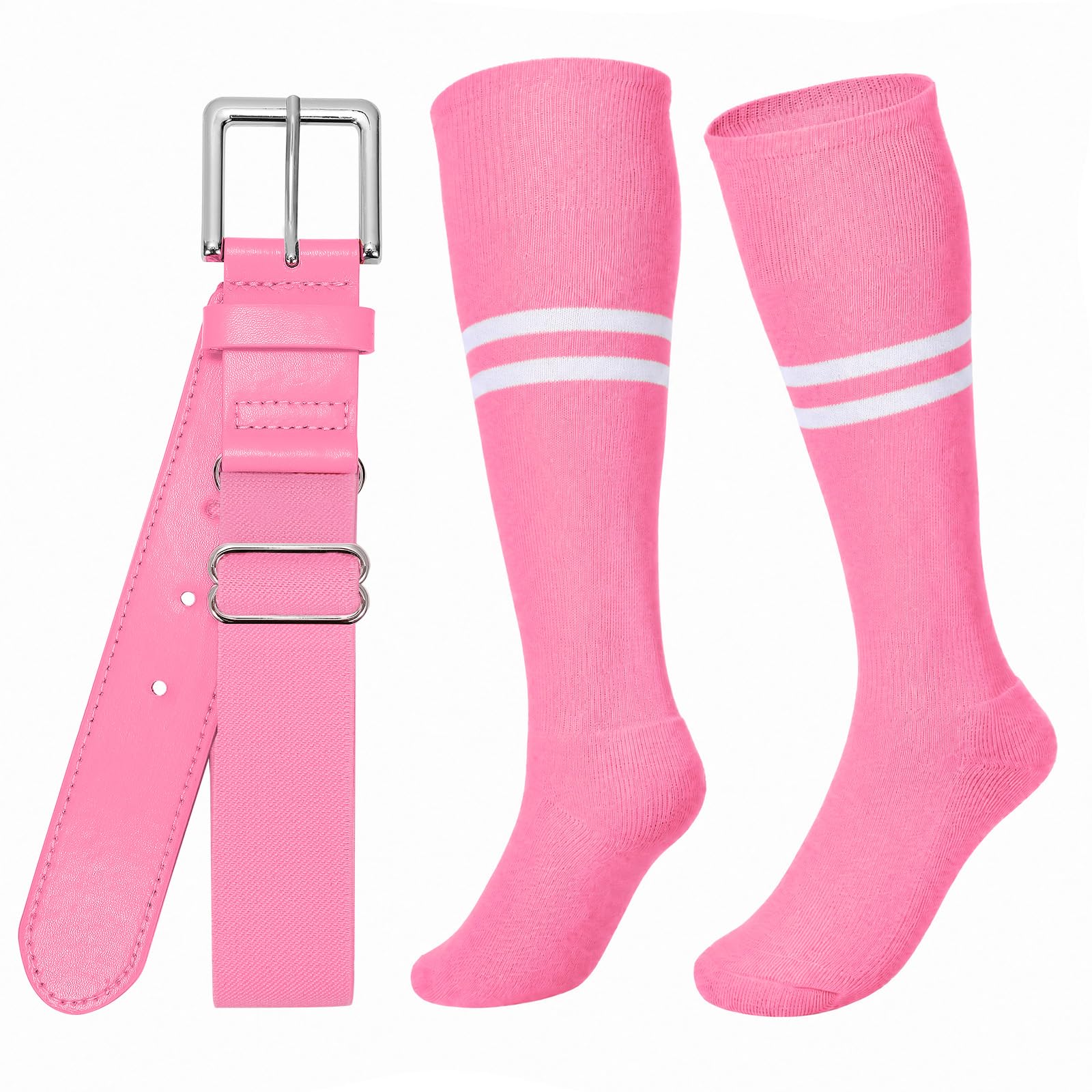 XZQTIVE Baseball Softball Socks and Belt Combo Set Adjustable Softball Socks and Elastic Belt for Kids Youth Adult