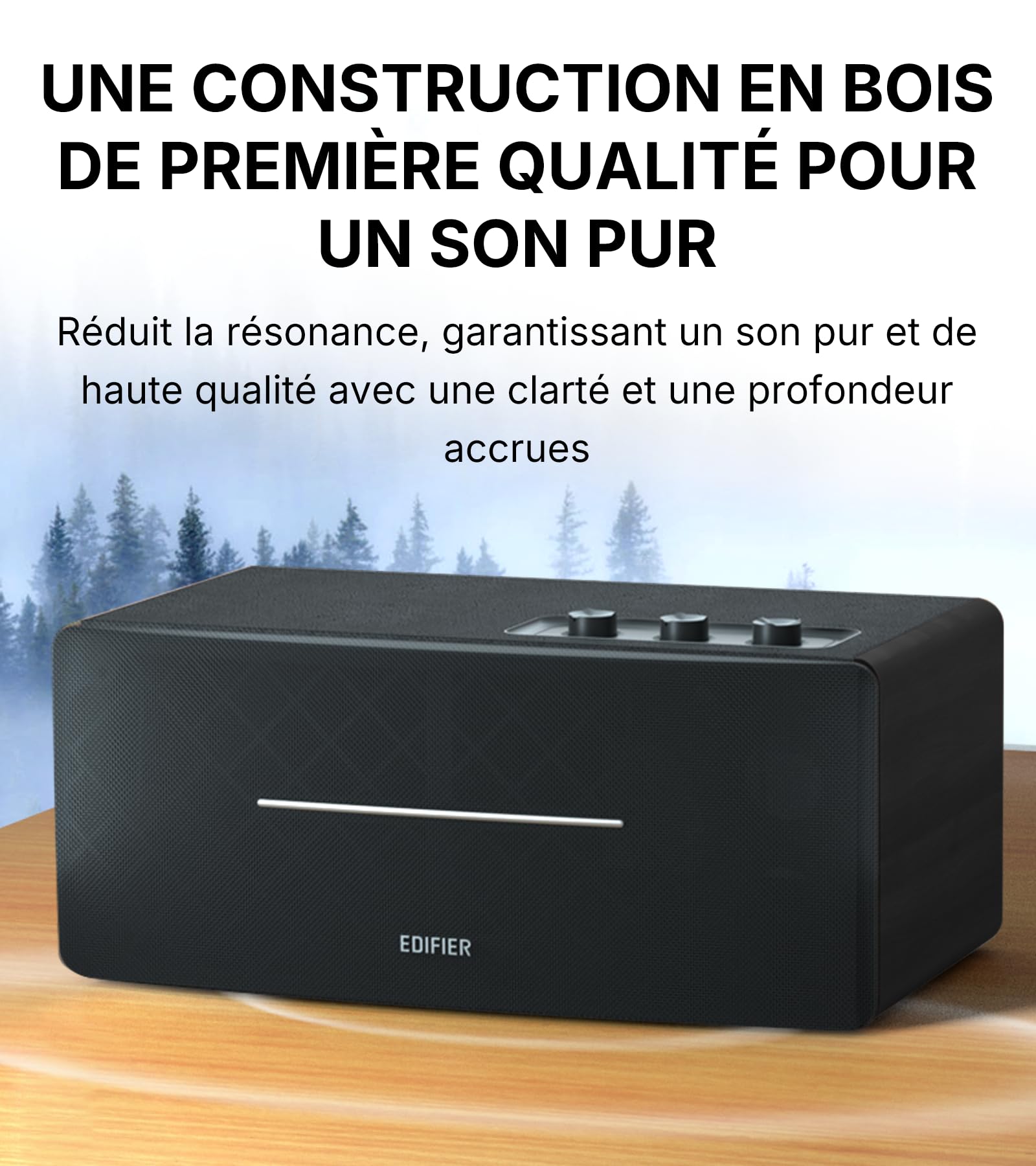 Edifier D12 Haut-Parleur de Bureau Bluetooth, Son Stéréo 70W avec DSP, Entrées RCA/AUX/Bluetooth, Télécommande sans Fil, Enceinte Multimédia pour PC/Smartphone/TV – Noir