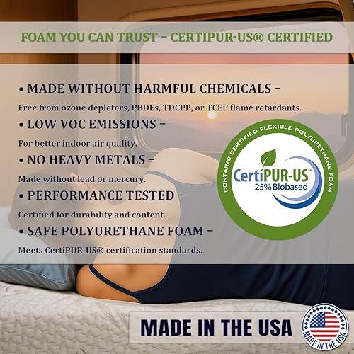 Miniatura 9 de Foamma Colchón de espuma viscoelástica de gel de 4 x 28 x 72 pulgadas para caravana con funda de algodón orgánico resistente al agua, base de espuma