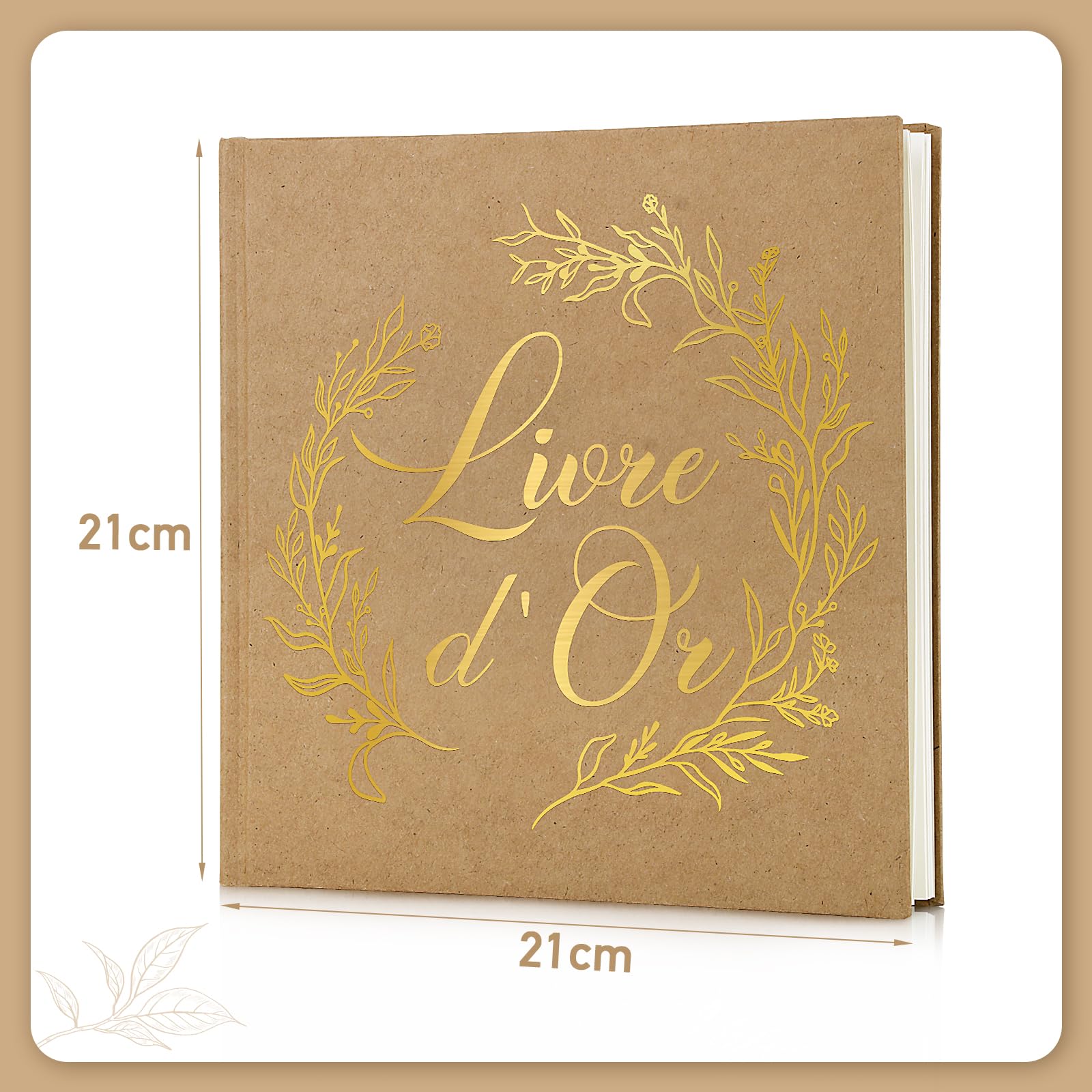 Livre d'or Mariage 60 pages Couverture Rigide Kraft Guest-Book Registre