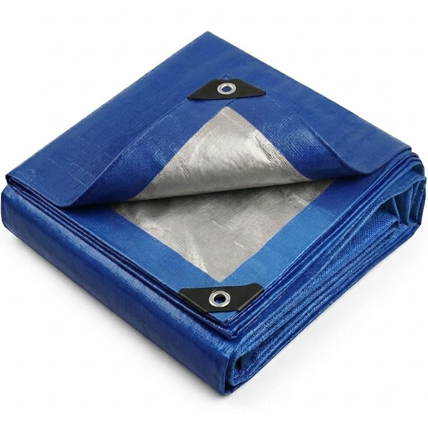 2m x 3m Blue-Silver Reversible Heavy Duty Waterproof Tarpaulin, Reinforced Grommets Every 50cm, UV/Tear Resistant PE Tarp Sheet for Outdoor Camping Garden Furniture Cover